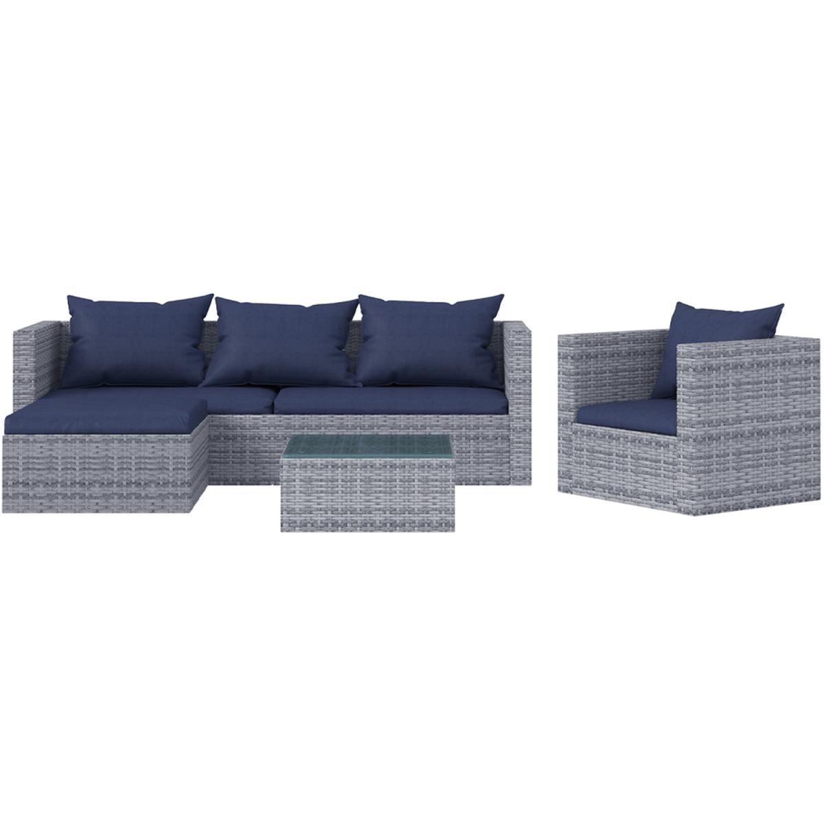 5 Seat Rattan Modular Corner Sofa Set - Grey – image 8