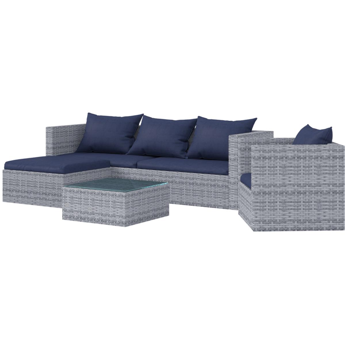 5 Seat Rattan Modular Corner Sofa Set - Grey – image 9