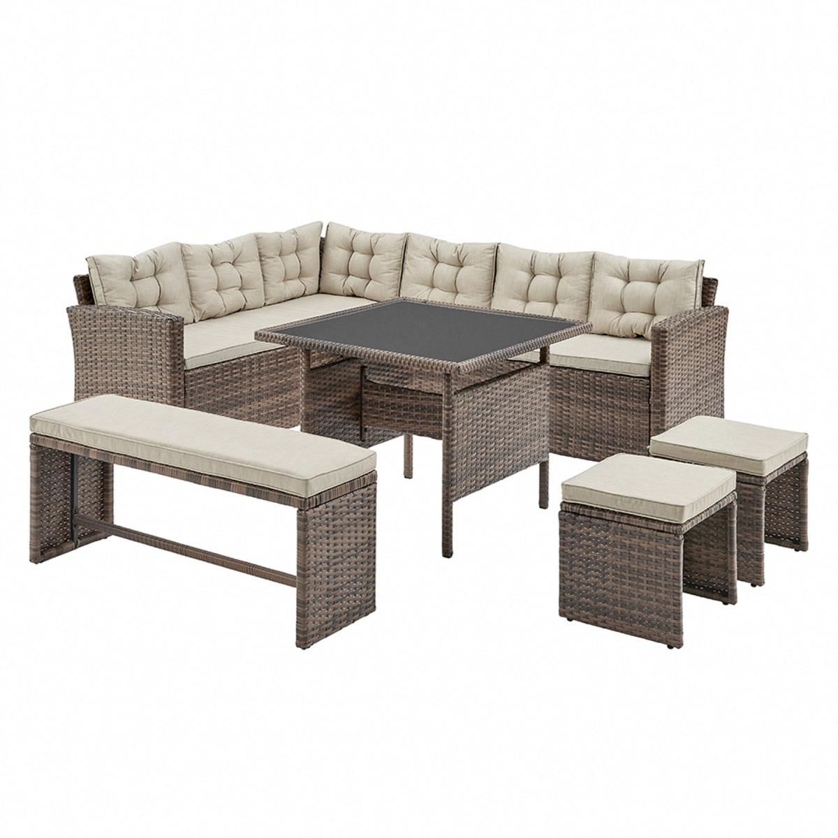 Cali 6pcs Rattan Corner Dining Set - Brown – image 7