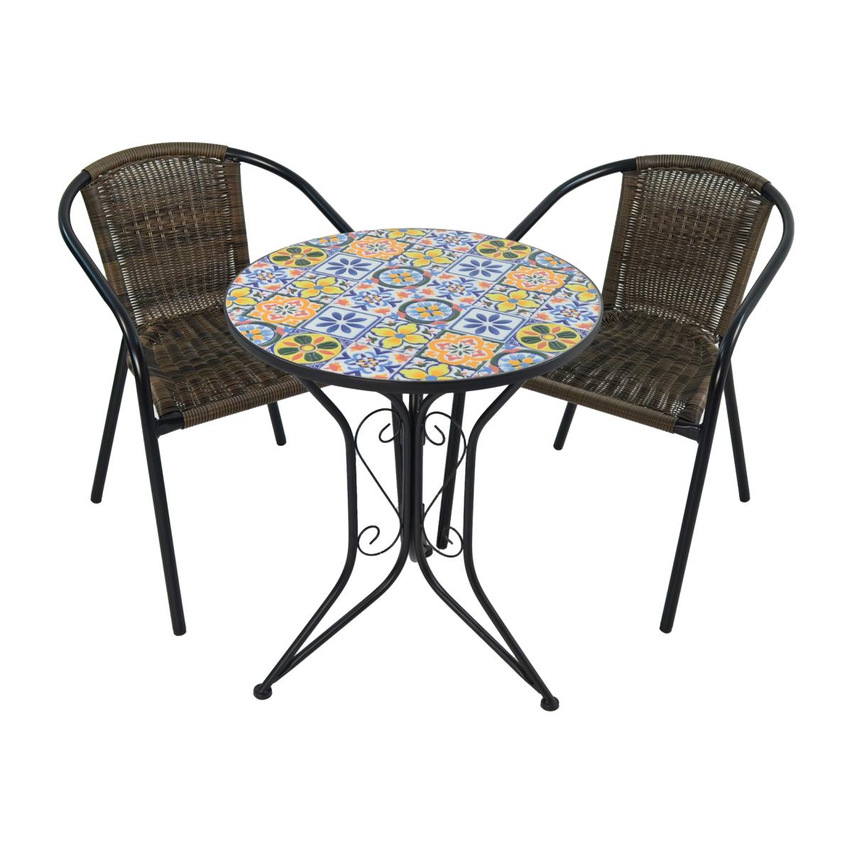 Cuba Bistro Table With San Remo Chair - Orange, Yellow, Blue, white