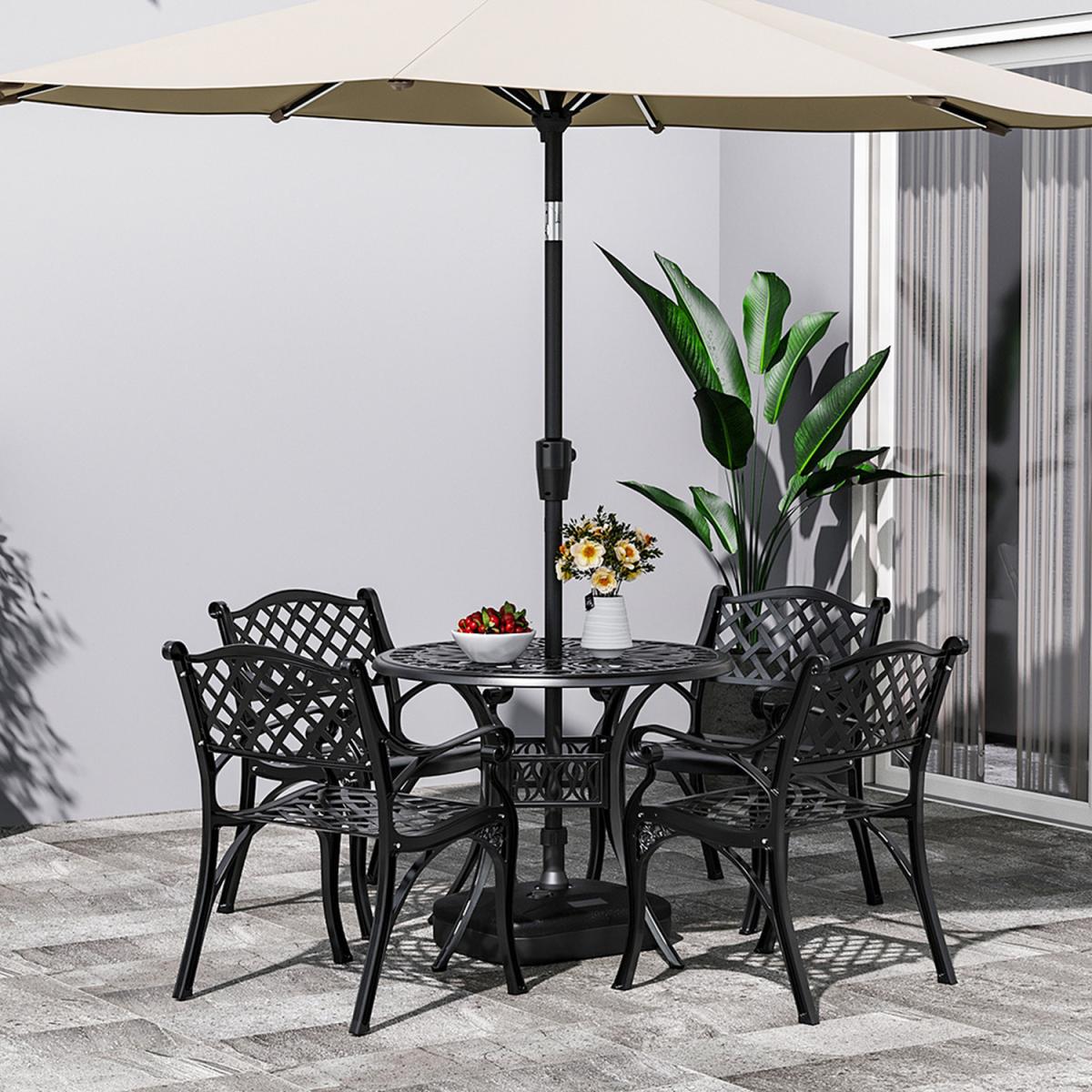 Outdoor Cast Aluminium Garden Dining Table Chairs Set - Black – image 3