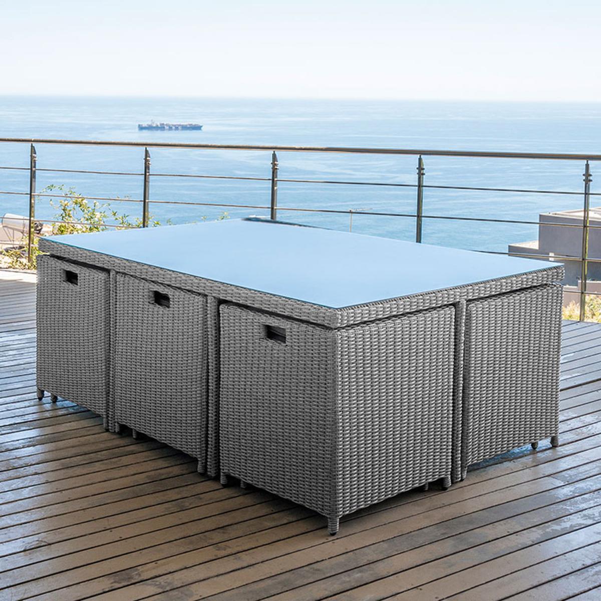 Nova 6 Seater Rectangular Rattan Cube Dining Set - White Wash – image 3