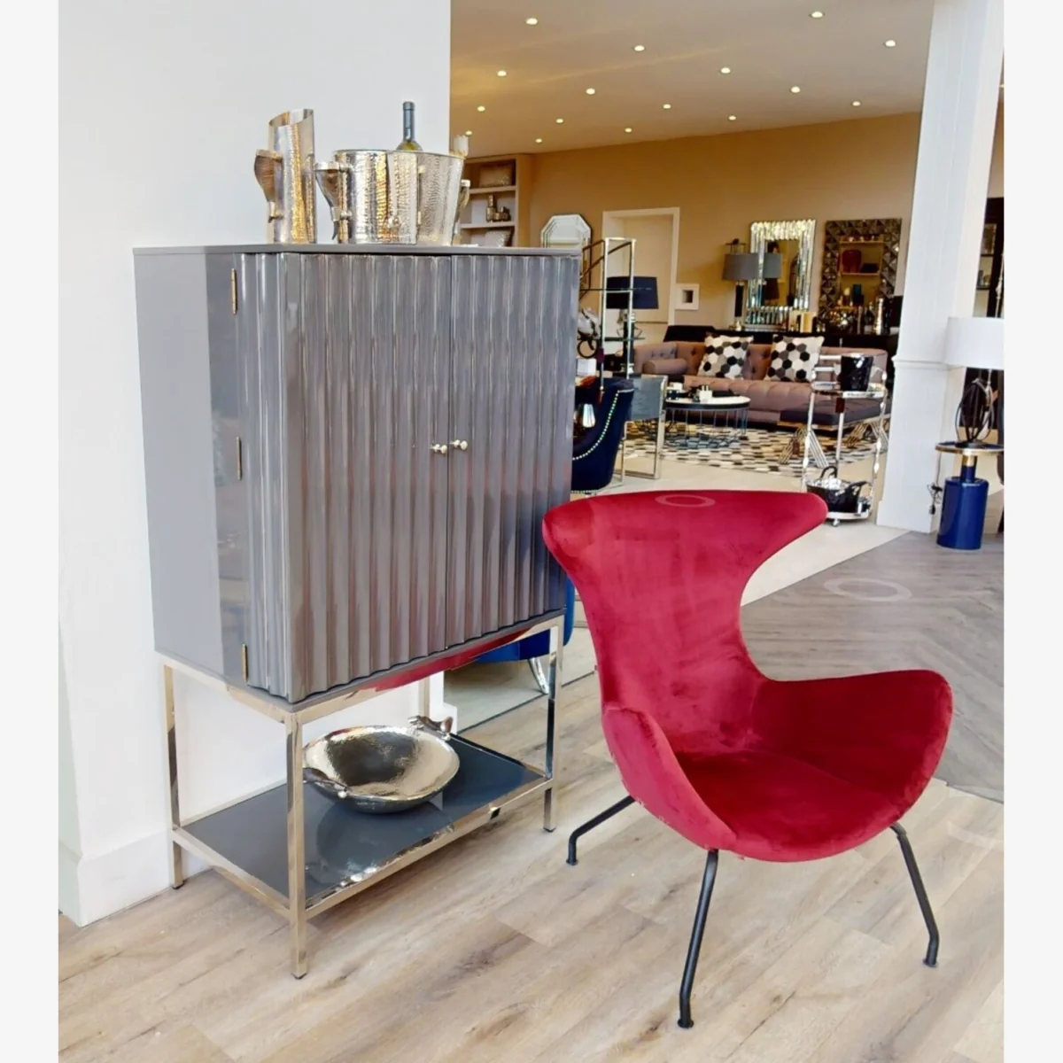 Kolding Red Fabric Modern WingbackChair - Red – image 1