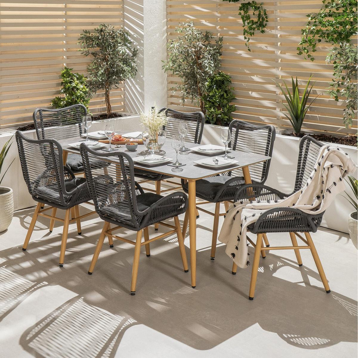Kingston 6 Seater Dining Set - Dark Grey – image 1