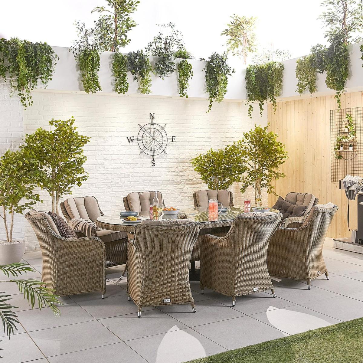 Camilla 8 Seater Rattan Oval Dining Set – image 1