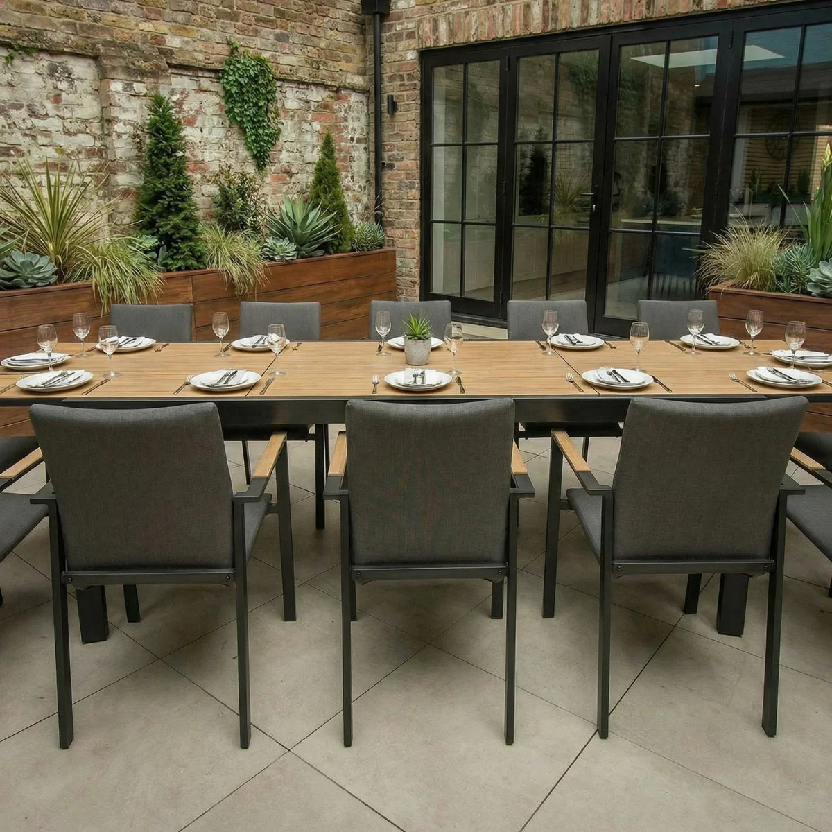 Melbourne 12 Seat Extendable Rectangular Garden Dining Set - Grey – image 2