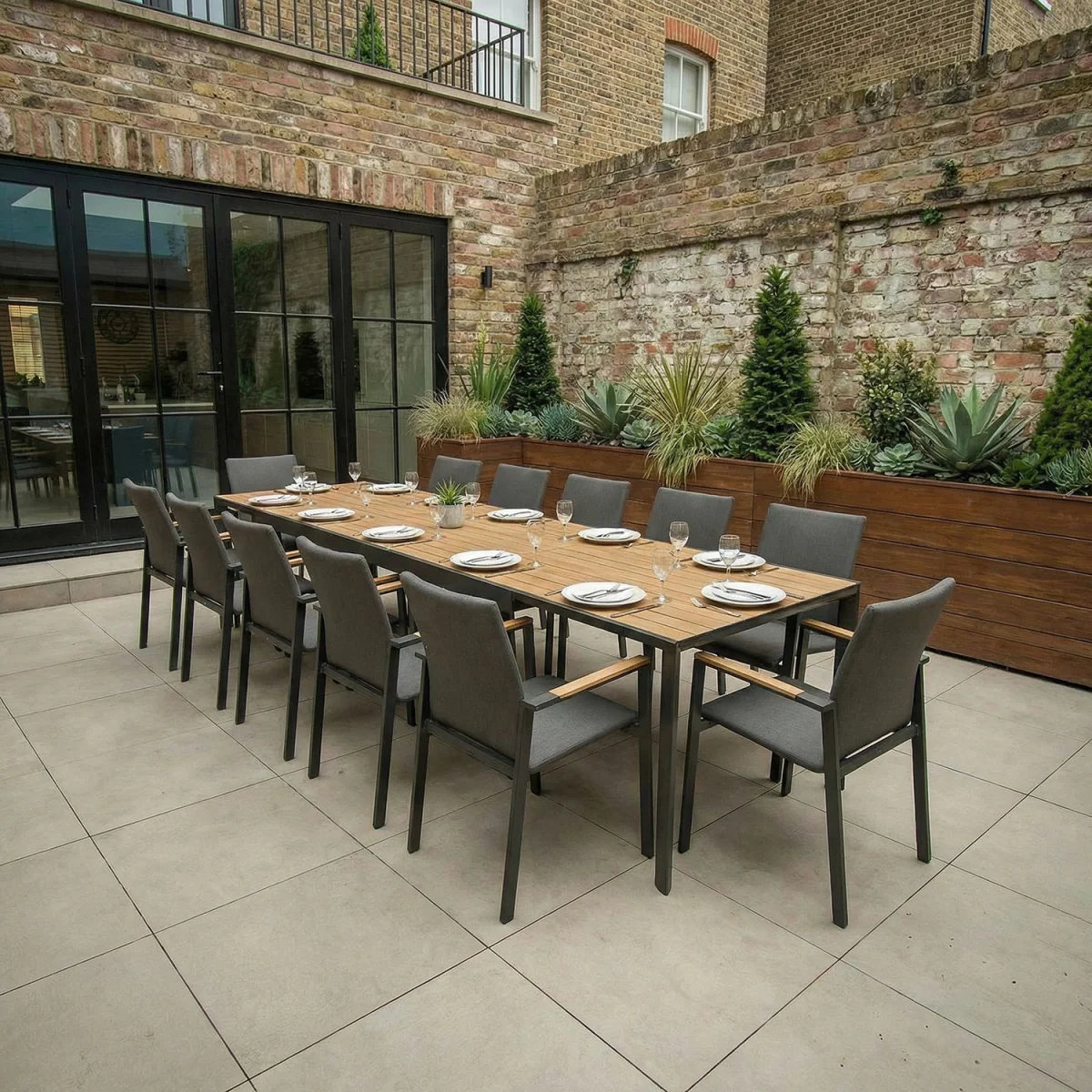Melbourne 12 Seat Extendable Rectangular Garden Dining Set - Grey – image 8