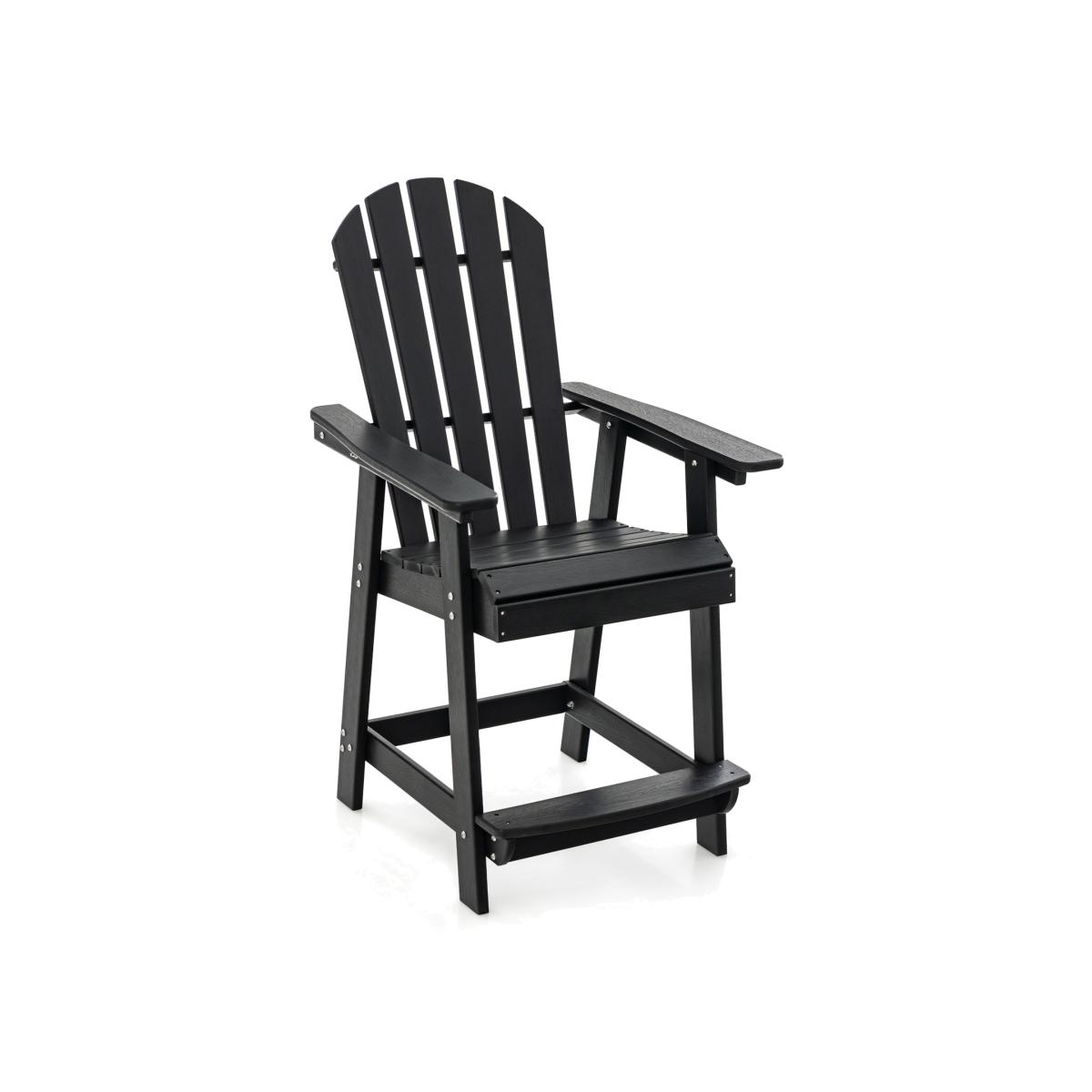 Garden Bar Stool Patio Chair with Armrest - Black