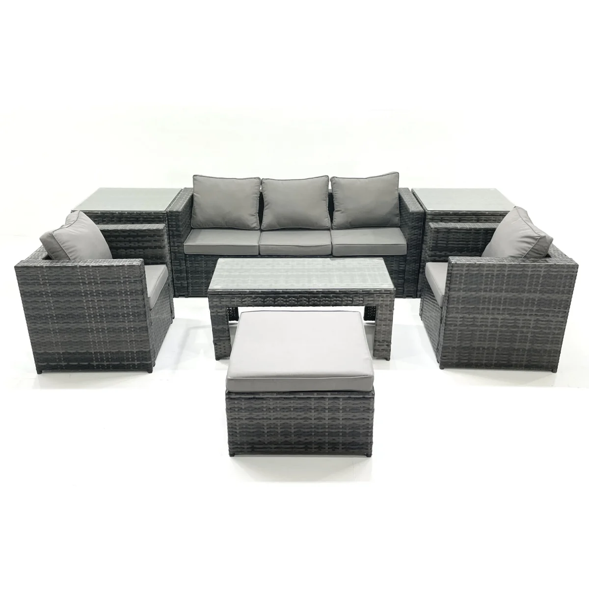 Fimous 6-Seater Rattan Garden Furniture Set, Dark Grey Mixed. - Dark Grey Mixed – image 5