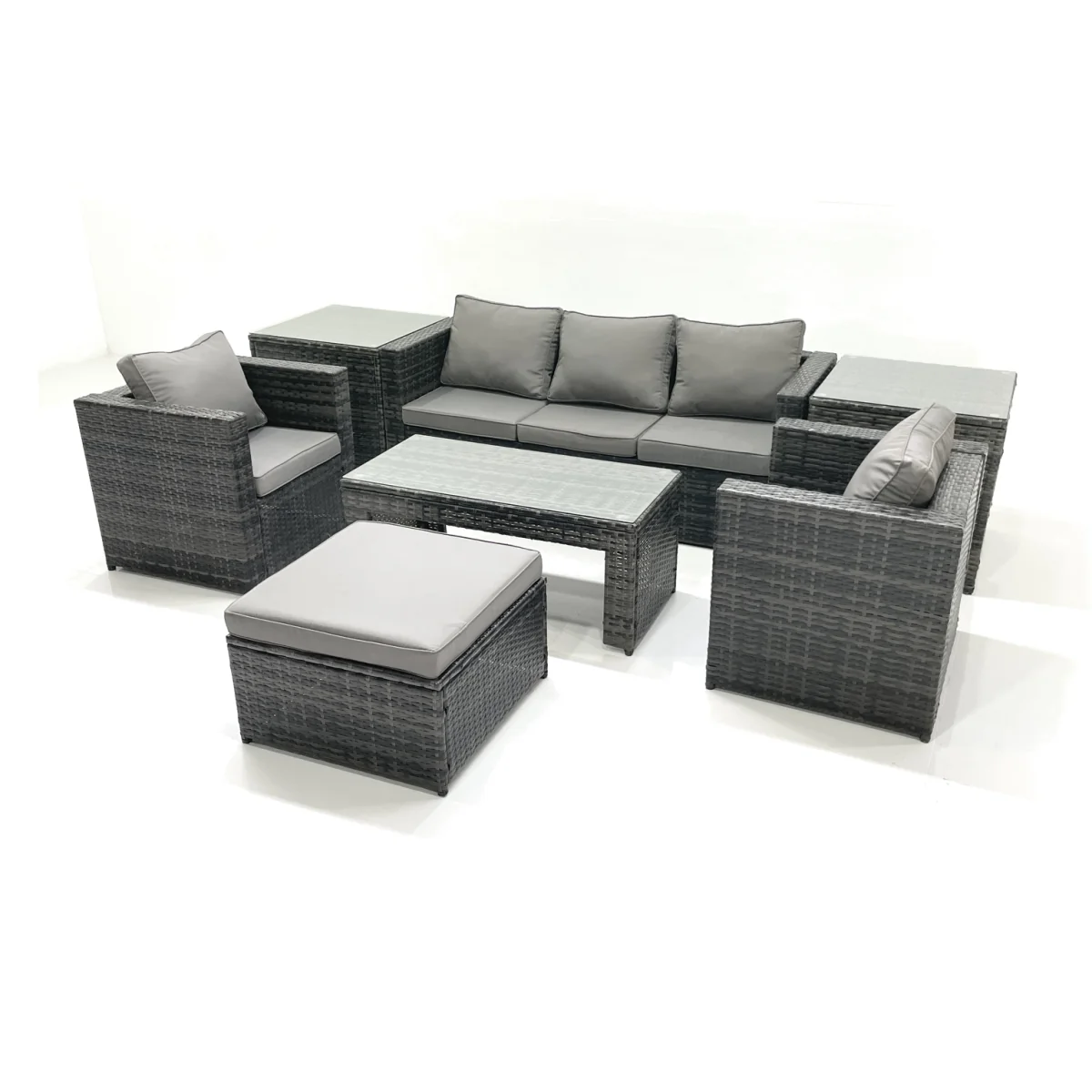 Fimous 6-Seater Rattan Garden Furniture Set, Dark Grey Mixed. - Dark Grey Mixed – image 1