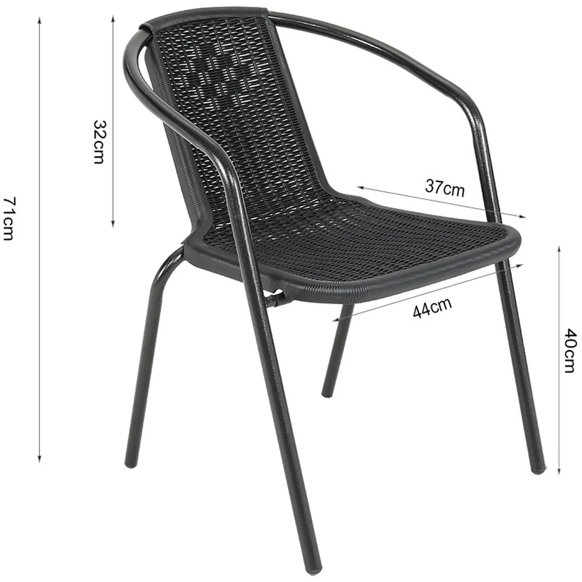 2 Seaters Garden Bistro set - Black / Square – image 4