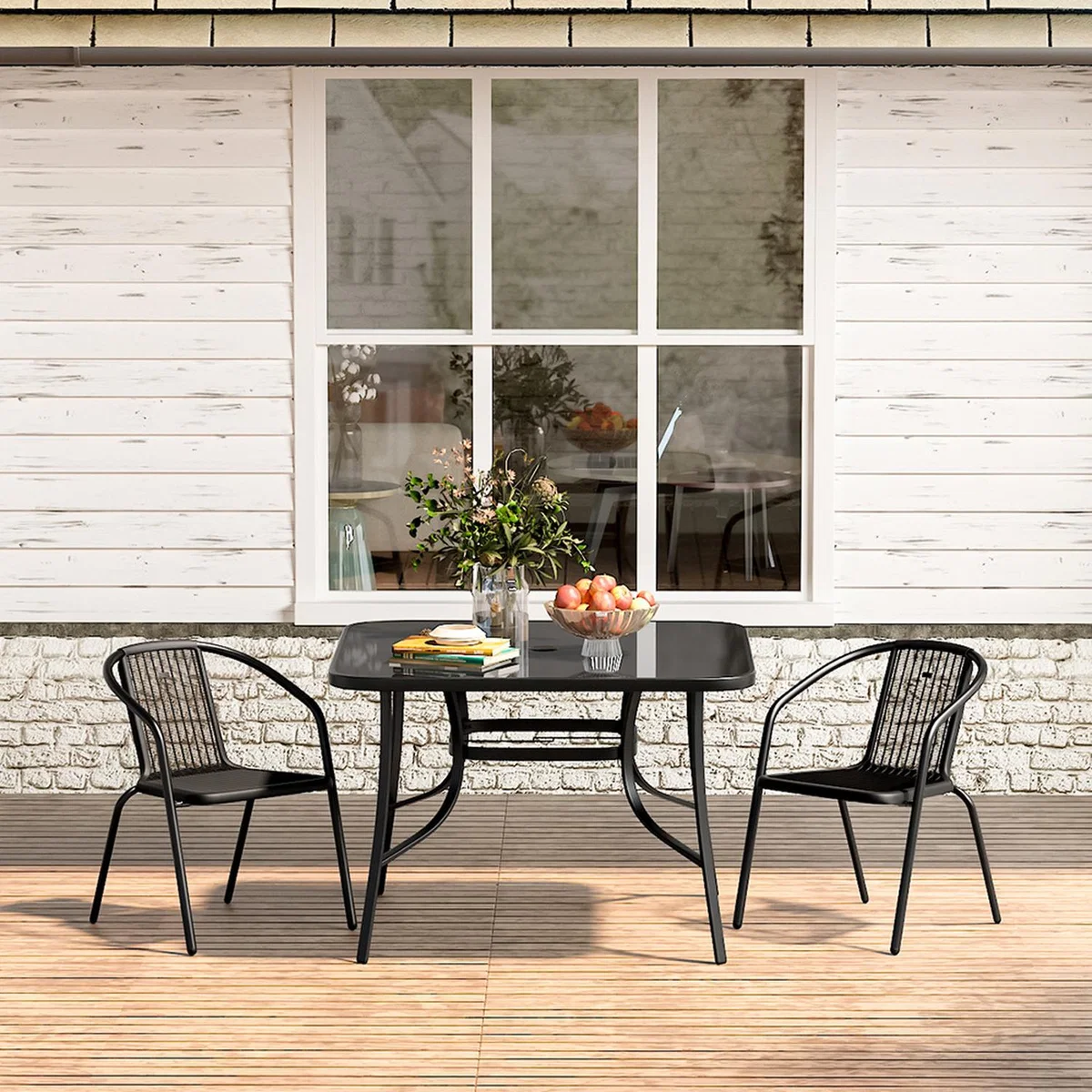 2 Seaters Garden Bistro set - Black / Square – image 1
