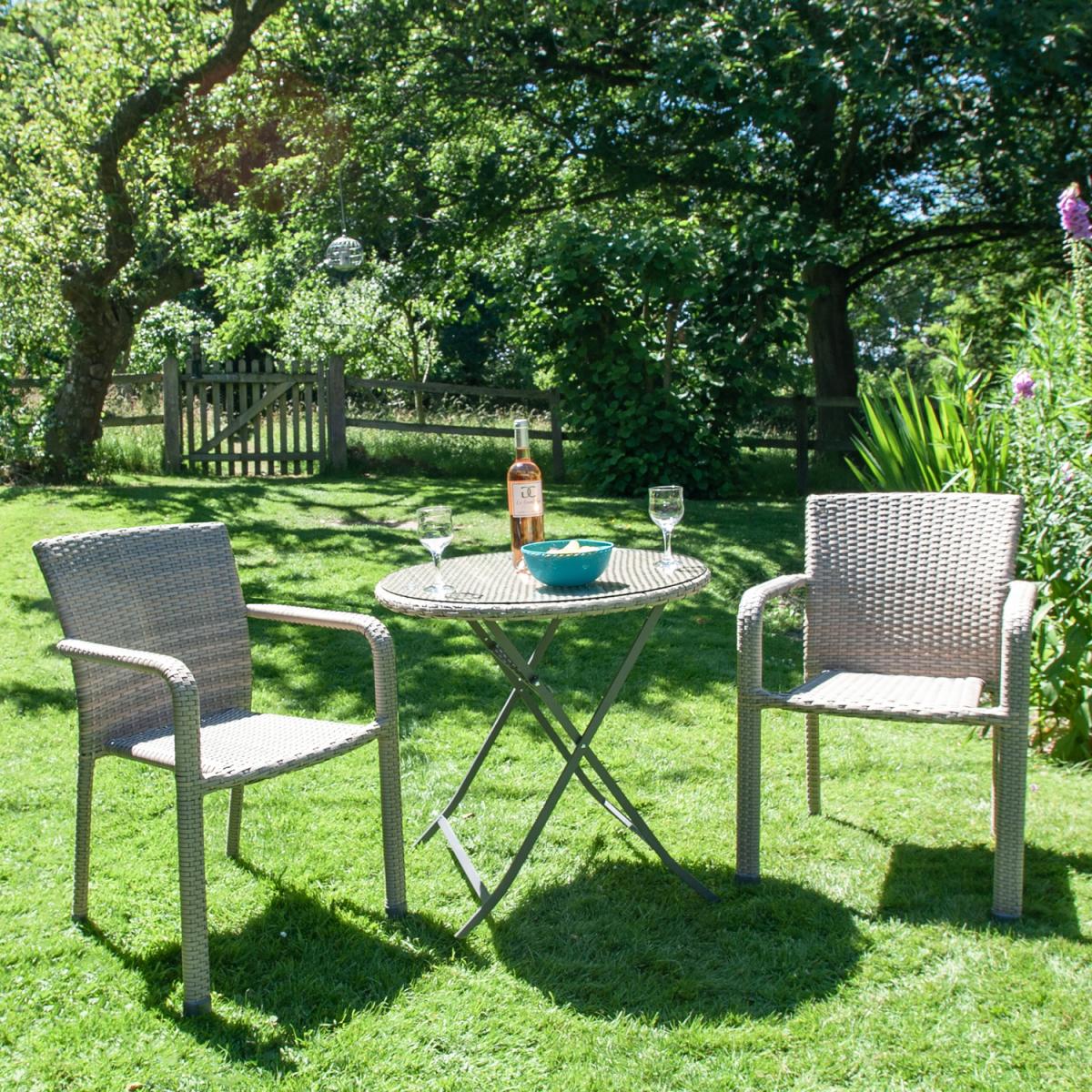 Clay Rattan Stacking Garden Furniture Bistro Dining Set - Clay – image 2