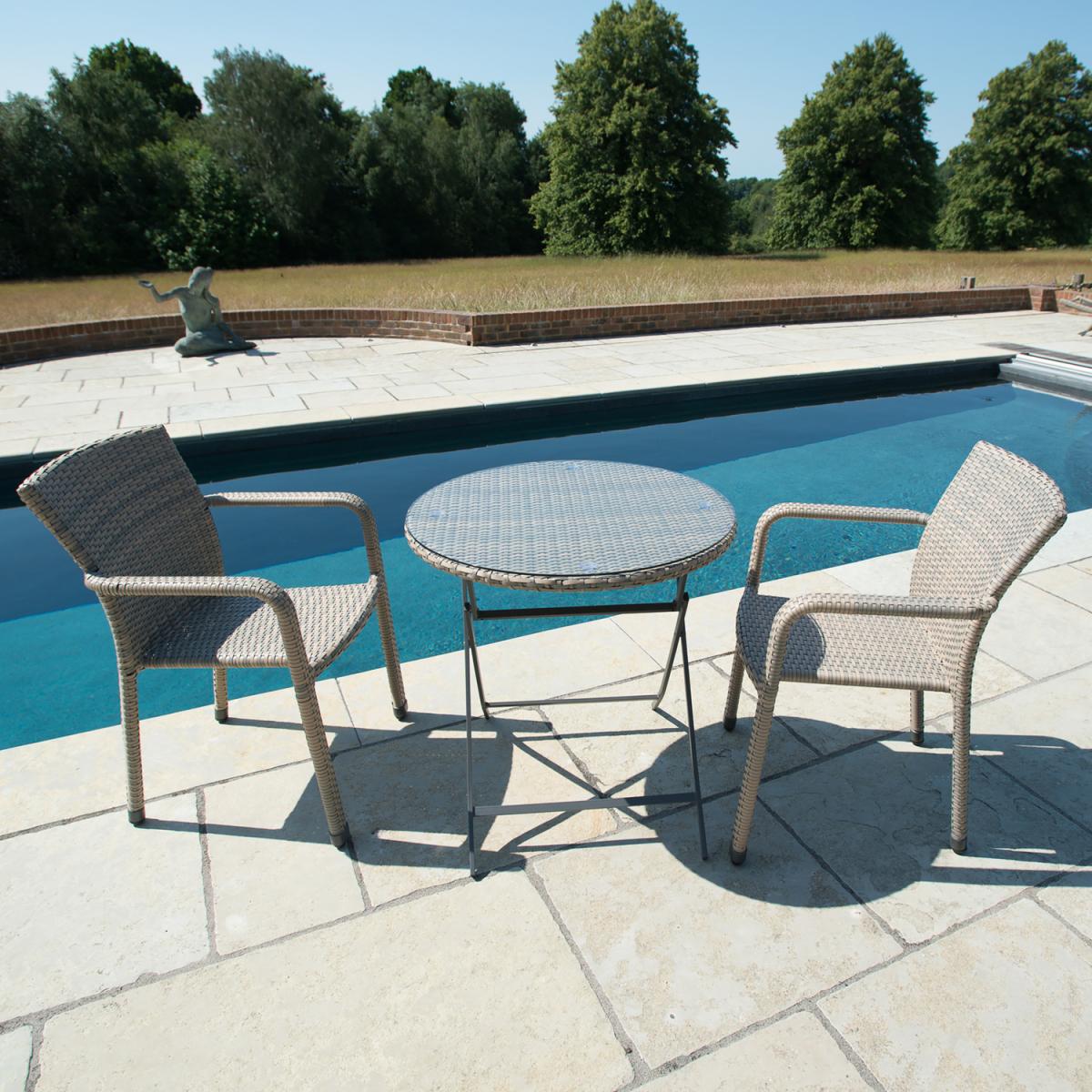 Clay Rattan Stacking Garden Furniture Bistro Dining Set - Clay – image 3