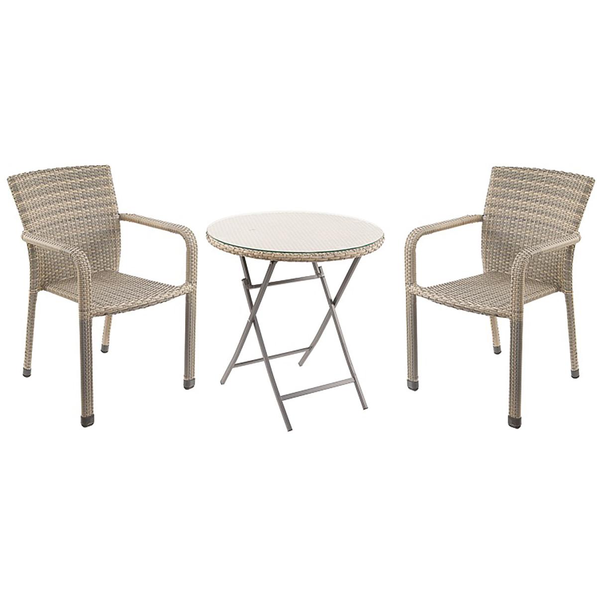 Clay Rattan Stacking Garden Furniture Bistro Dining Set - Clay – image 4