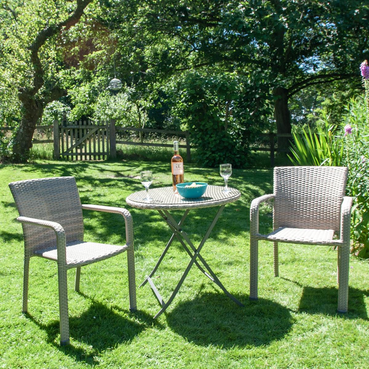 Clay Rattan Stacking Garden Furniture Bistro Dining Set - Clay – image 1