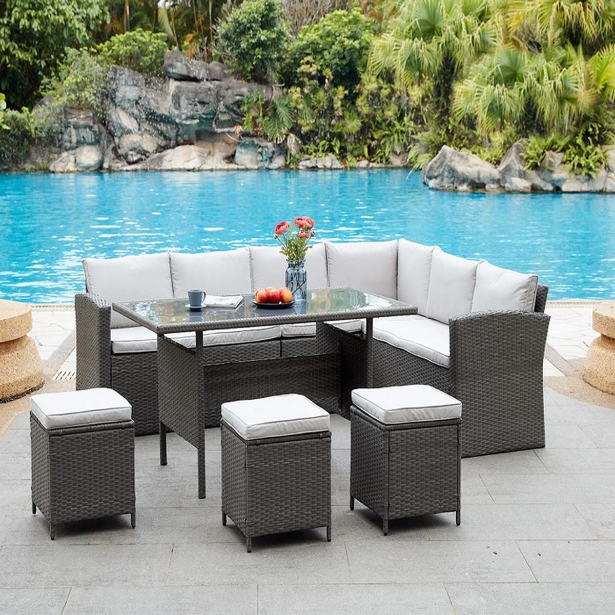 Maria Rattan Corner Dining Sofa Set Cover - Grey – image 11