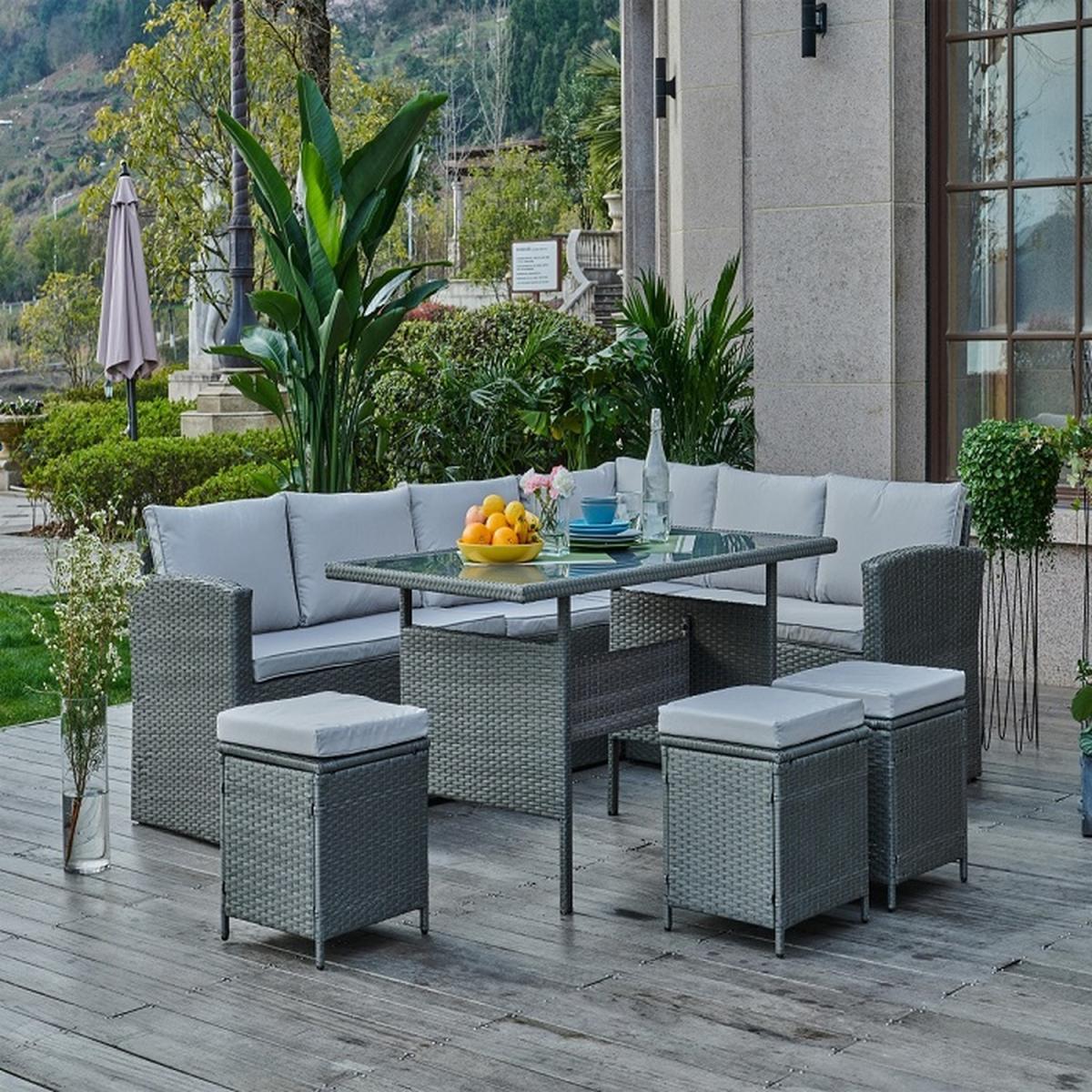 Maria Rattan Corner Dining Sofa Set Cover - Grey – image 9