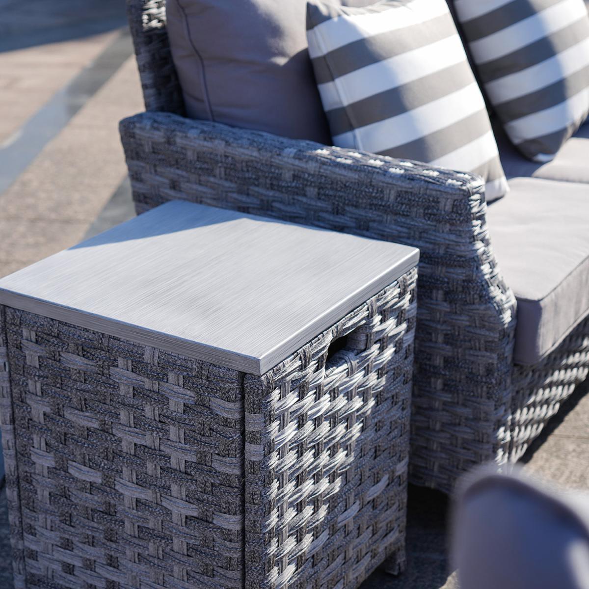 5-Piece Patio Fire Pit Table Sofa Set - Gray