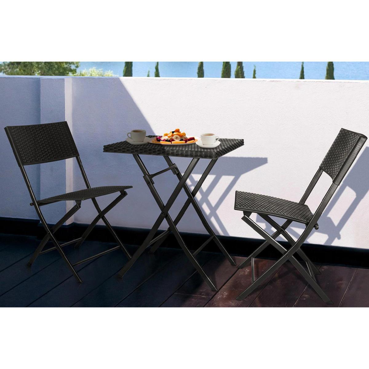 Grey or Black 3 PCS Rattan Table Set - Black – image 3