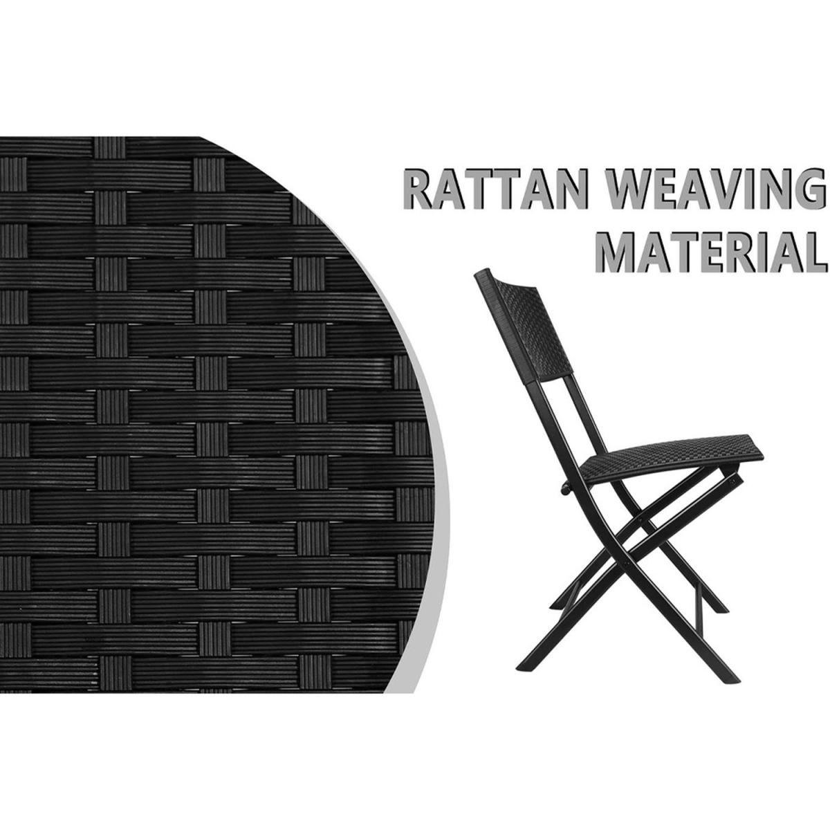 Grey or Black 3 PCS Rattan Table Set - Black – image 6