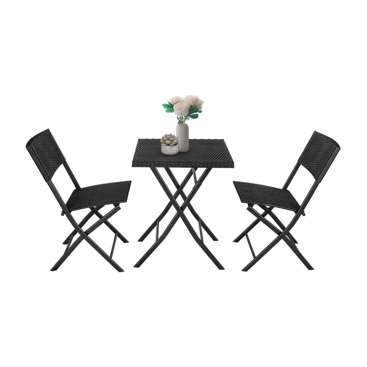 Grey or Black 3 PCS Rattan Table Set - Black – image 1