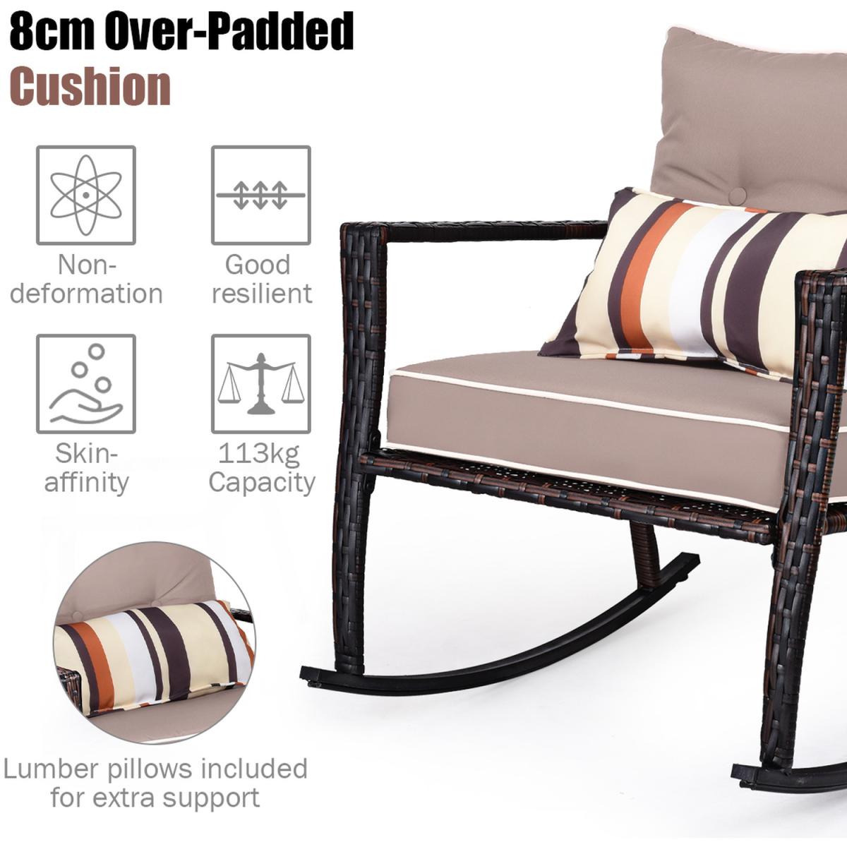 3 PCS Patio Rattan Wicker Rocking Bistro Set - Brown – image 6