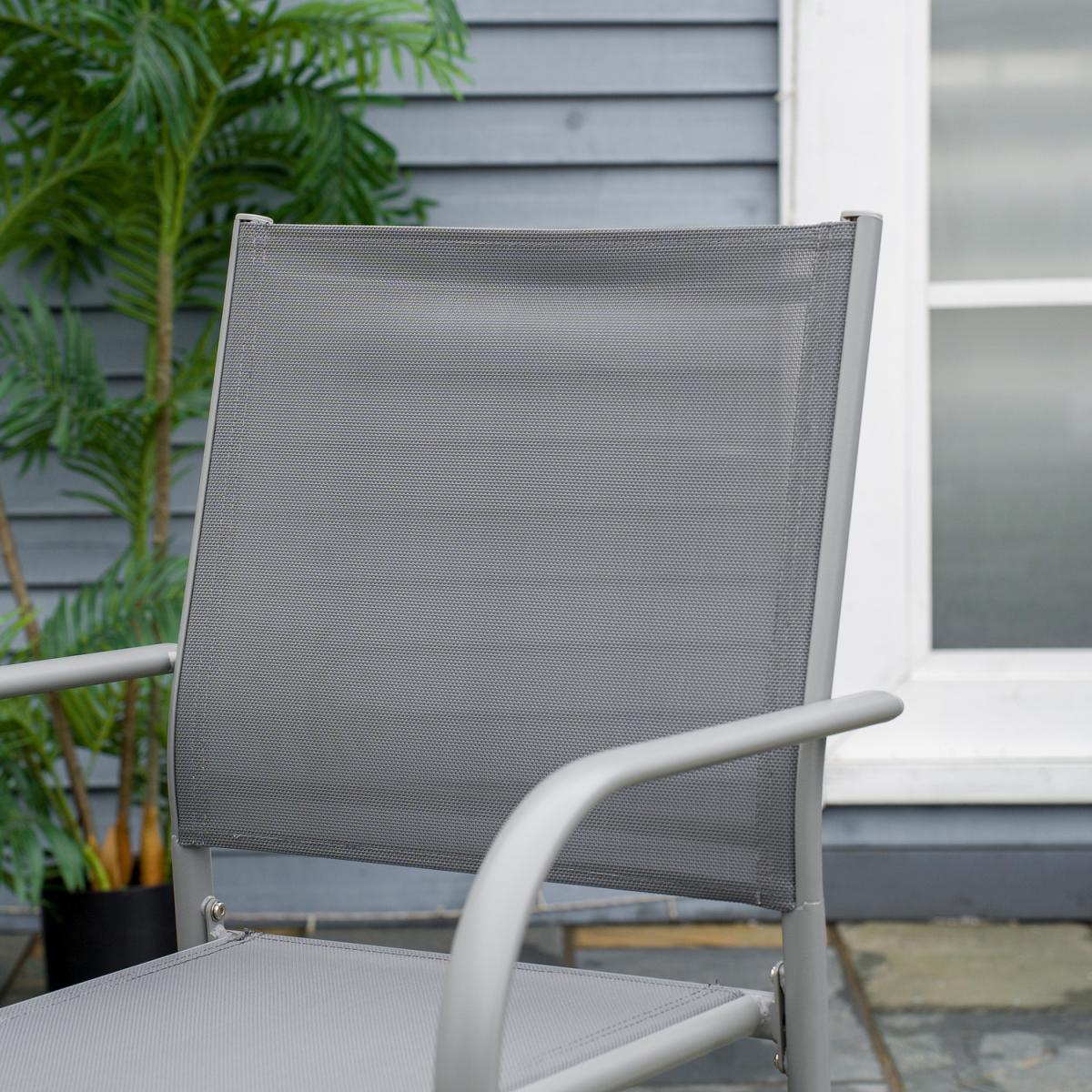 6 Seater Garden Dining Set, Outdoor Table and Stackable Chairs - Grey – image 7
