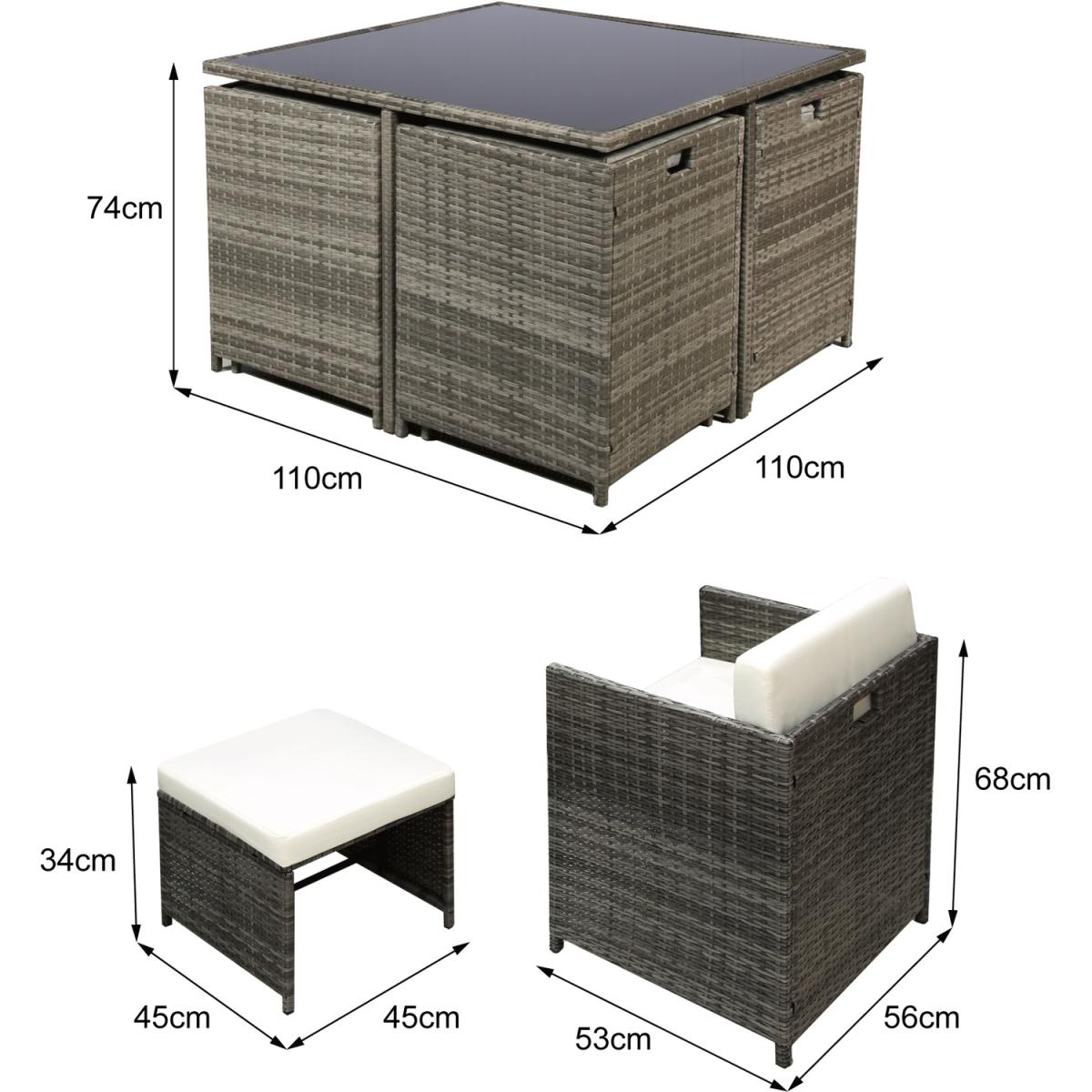 Ashburton 8-Seat Cube Rattan Dining Set - Grey – image 4