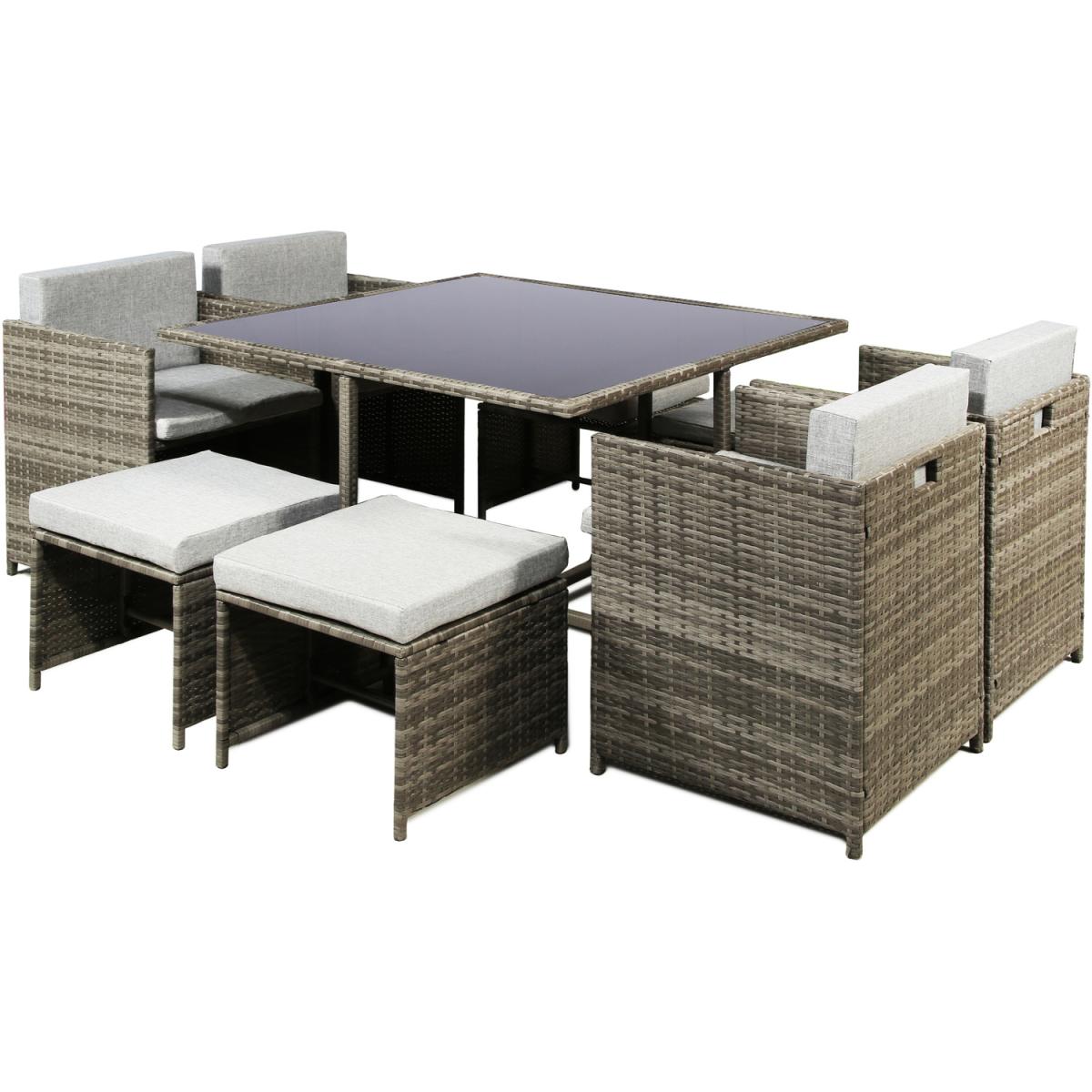 Ashburton 8-Seat Cube Rattan Dining Set - Grey – image 5
