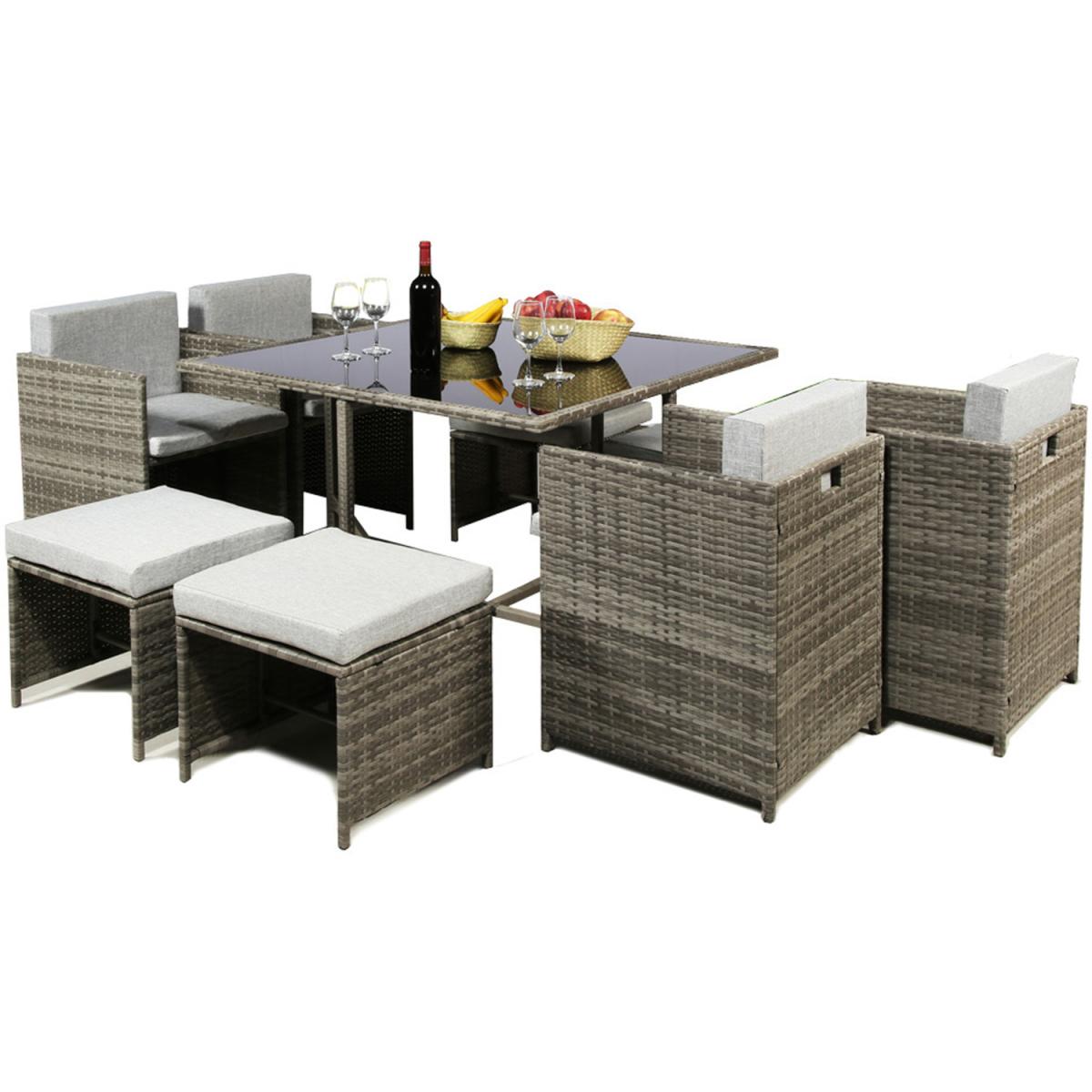 Ashburton 8-Seat Cube Rattan Dining Set - Grey – image 6