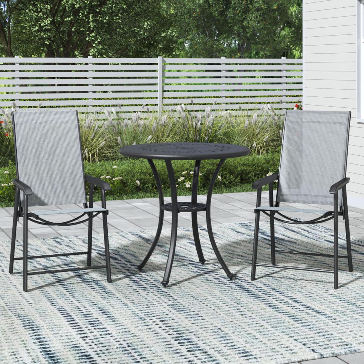 Garden Dining Table and Chairs Set - Black / 65cm