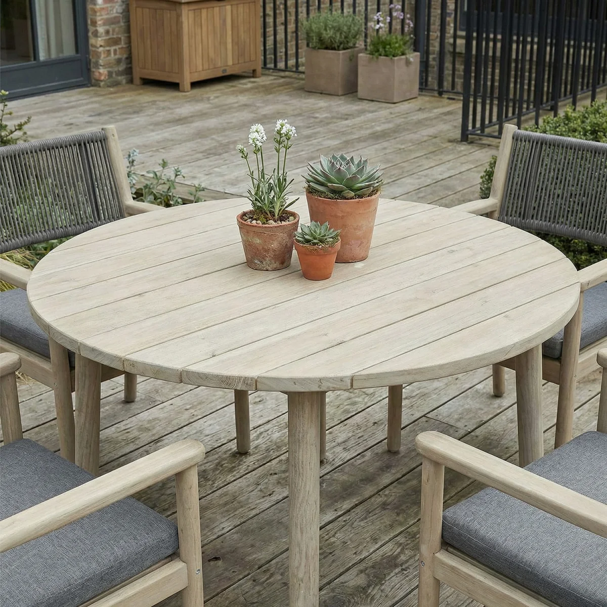 Bourton 4 Seat Garden Dining Set - Light Grey – image 2