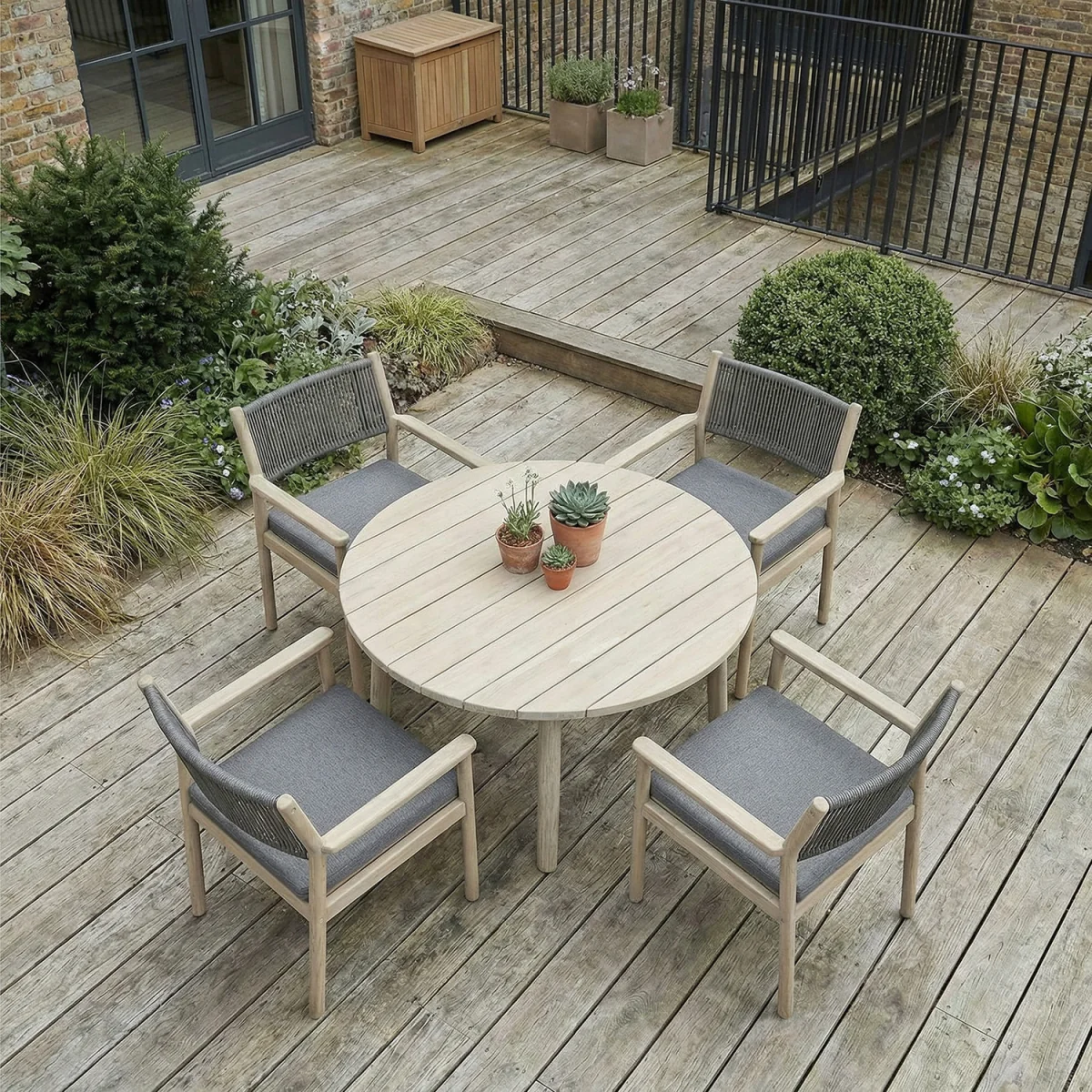 Bourton 4 Seat Garden Dining Set - Light Grey – image 4