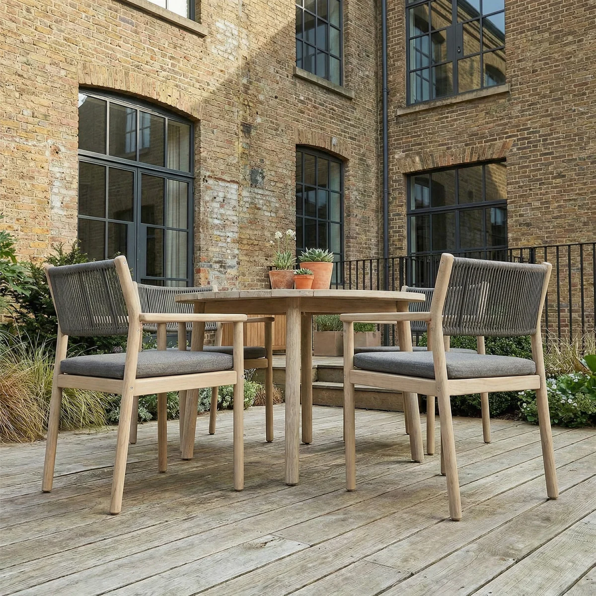 Bourton 4 Seat Garden Dining Set - Light Grey – image 6