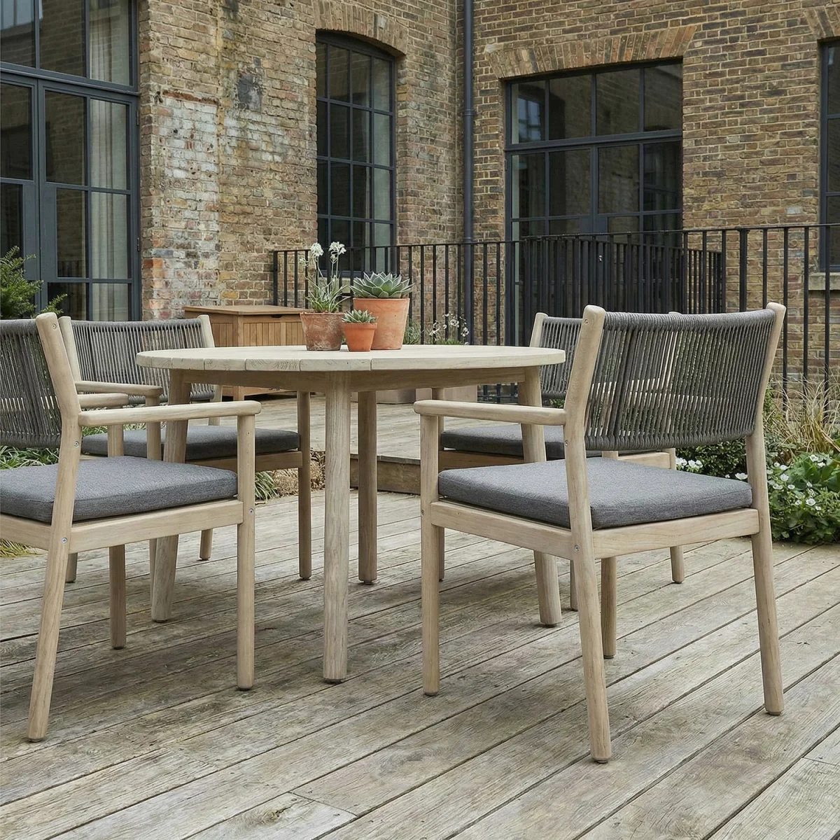 Bourton 4 Seat Garden Dining Set - Light Grey – image 8