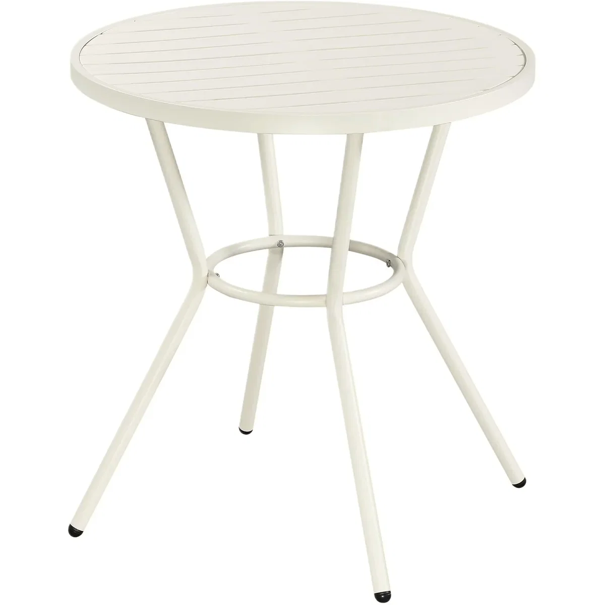 3 Piece Round Garden Bistro Set, Pair of Rope Back Armchairs, Plastic Table - White – image 2