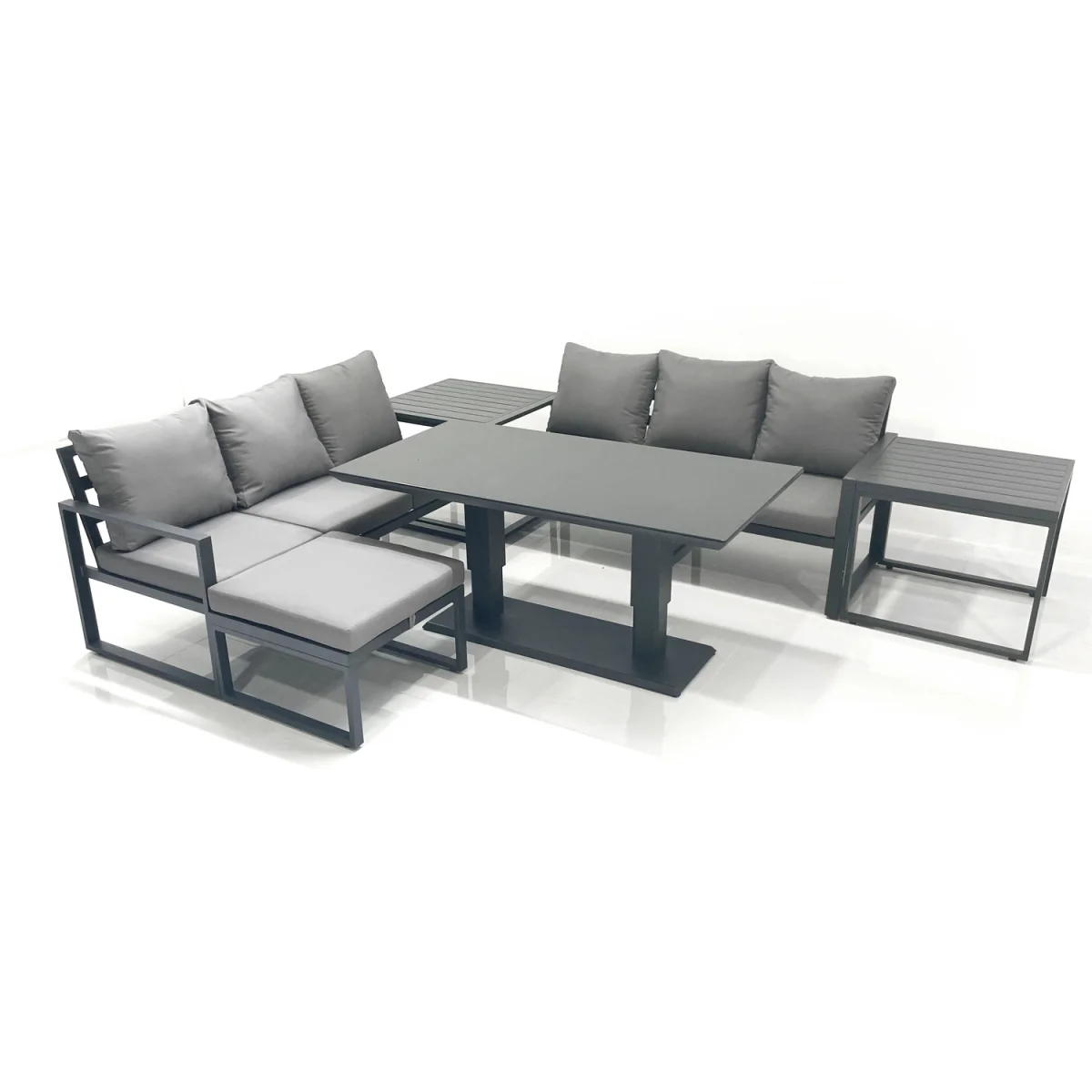 Fimous 7-Seater Aluminium Outdoor Garden Furniture Set with Adjustable Table Dark Grey - Dark Grey – image 5