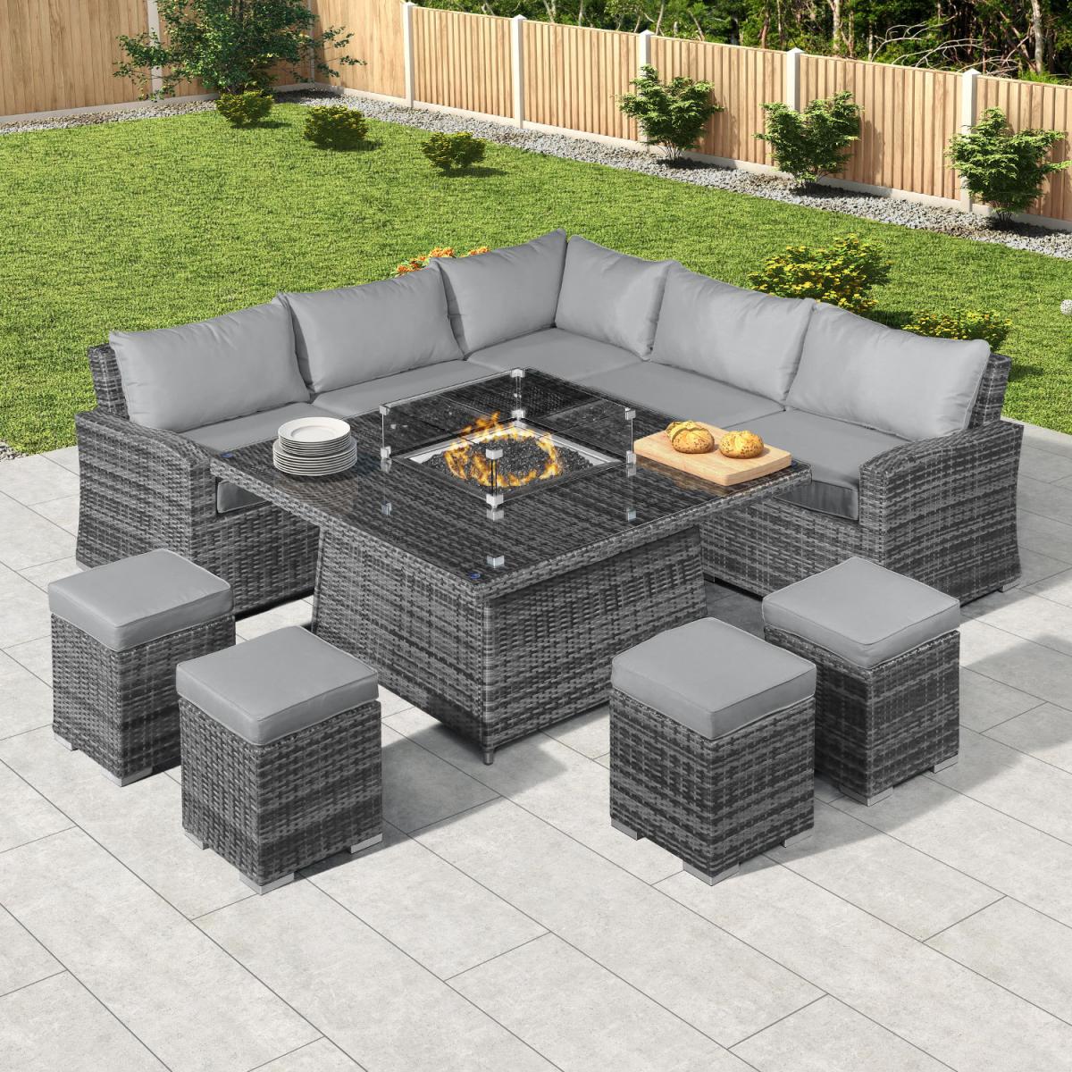 Deluxe Fire Pit Corner Set-Grey – image 2