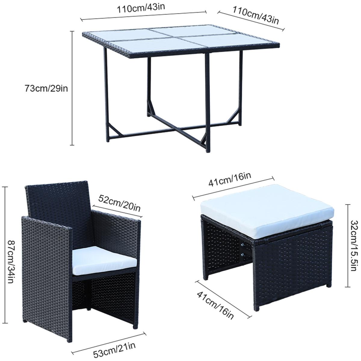 8 Seat Outdoor Garden Rattan Dining Set With Table - Black / Cover included – image 2