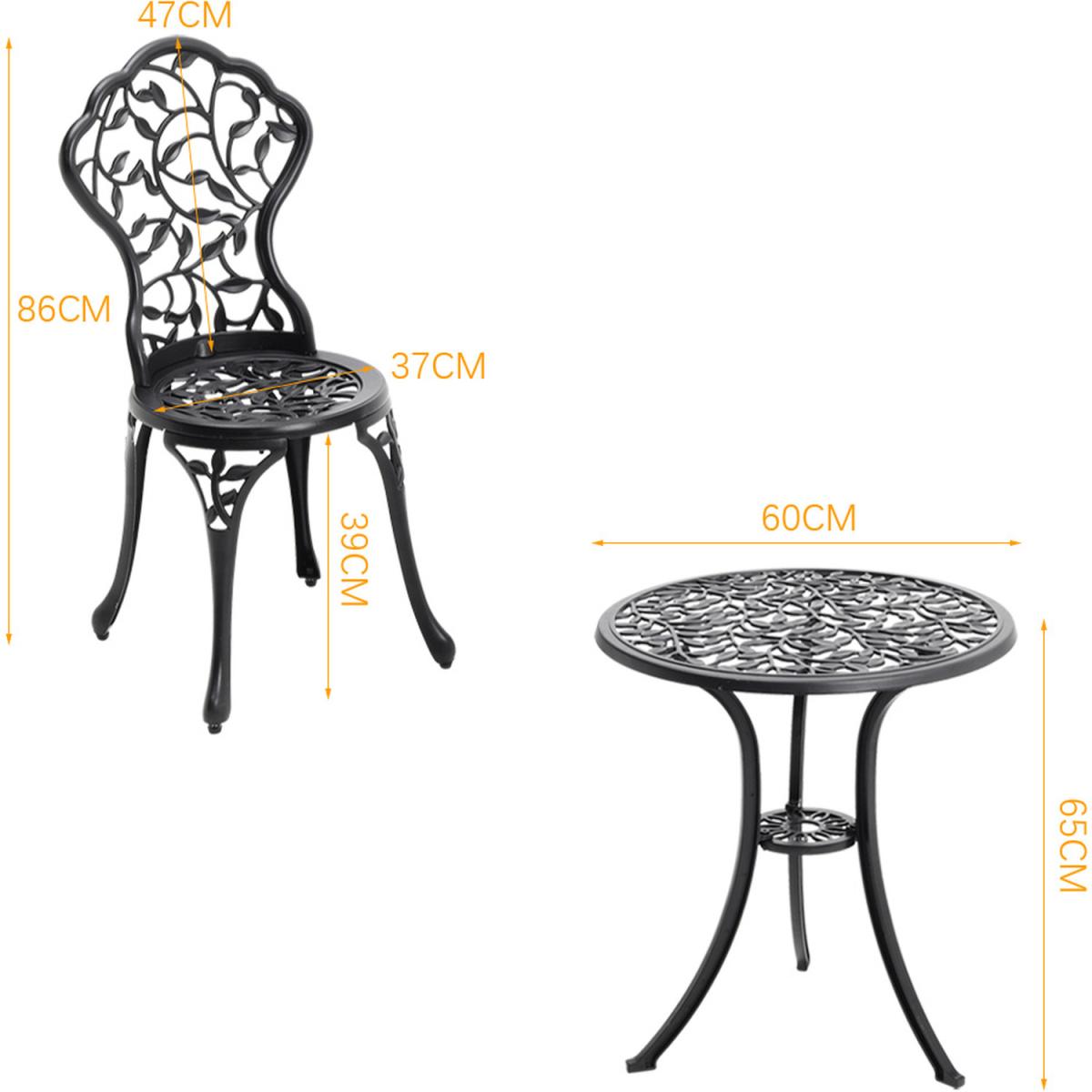 3 Piece Garden Bistro Cast Aluminum Dinning Chair Table Set - White – image 17