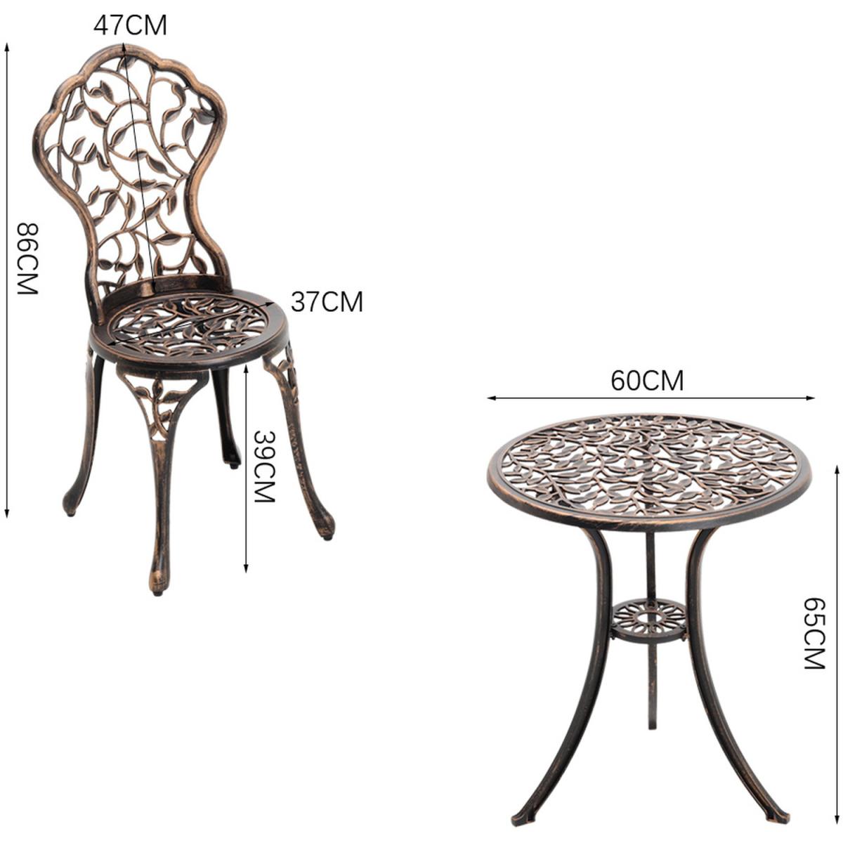 3 Piece Garden Bistro Cast Aluminum Dinning Chair Table Set - White – image 22