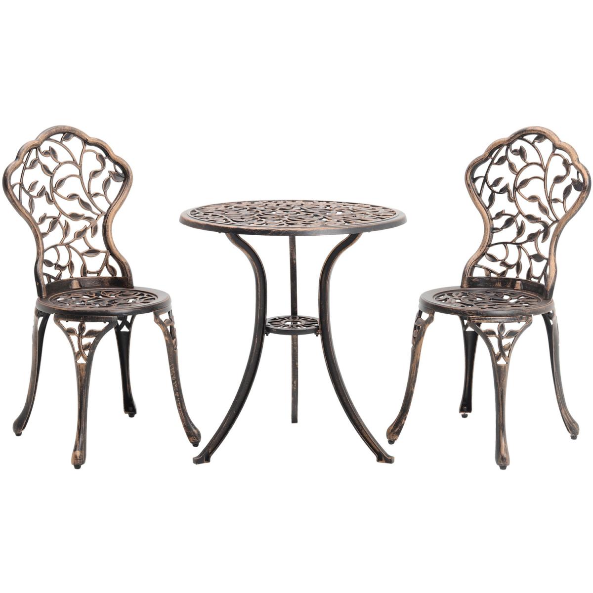 3 Piece Garden Bistro Cast Aluminum Dinning Chair Table Set - White – image 24