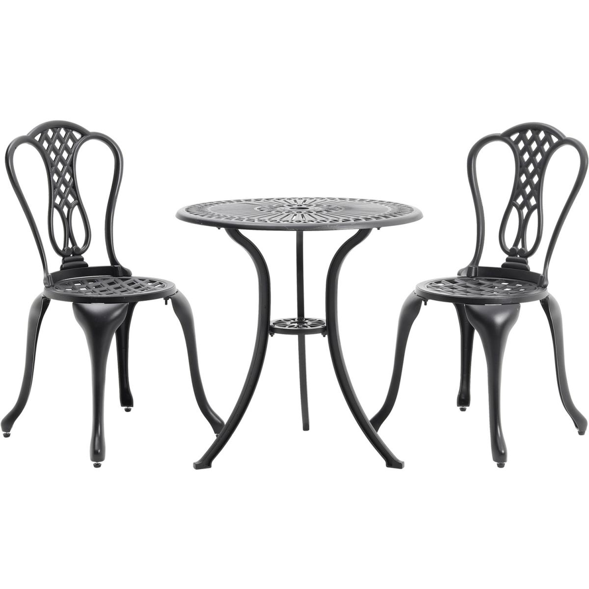 3 Piece Garden Bistro Cast Aluminum Dinning Chair Table Set - White – image 5