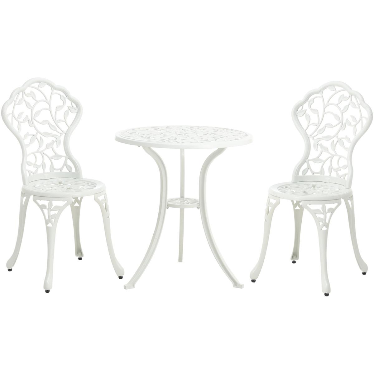 3 Piece Garden Bistro Cast Aluminum Dinning Chair Table Set - White – image 10