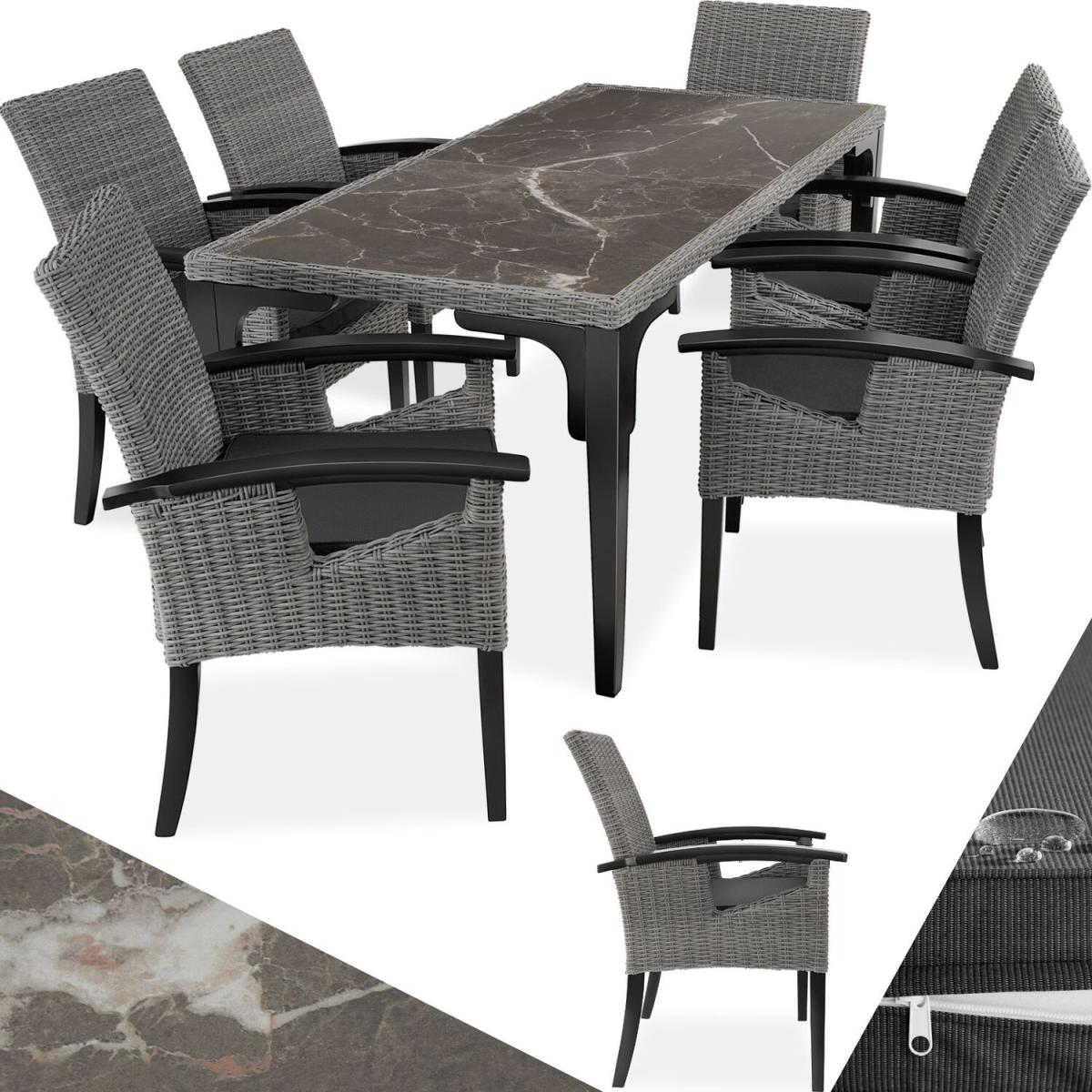 Foggia Garden Table and 6 Chairs Set - Grey