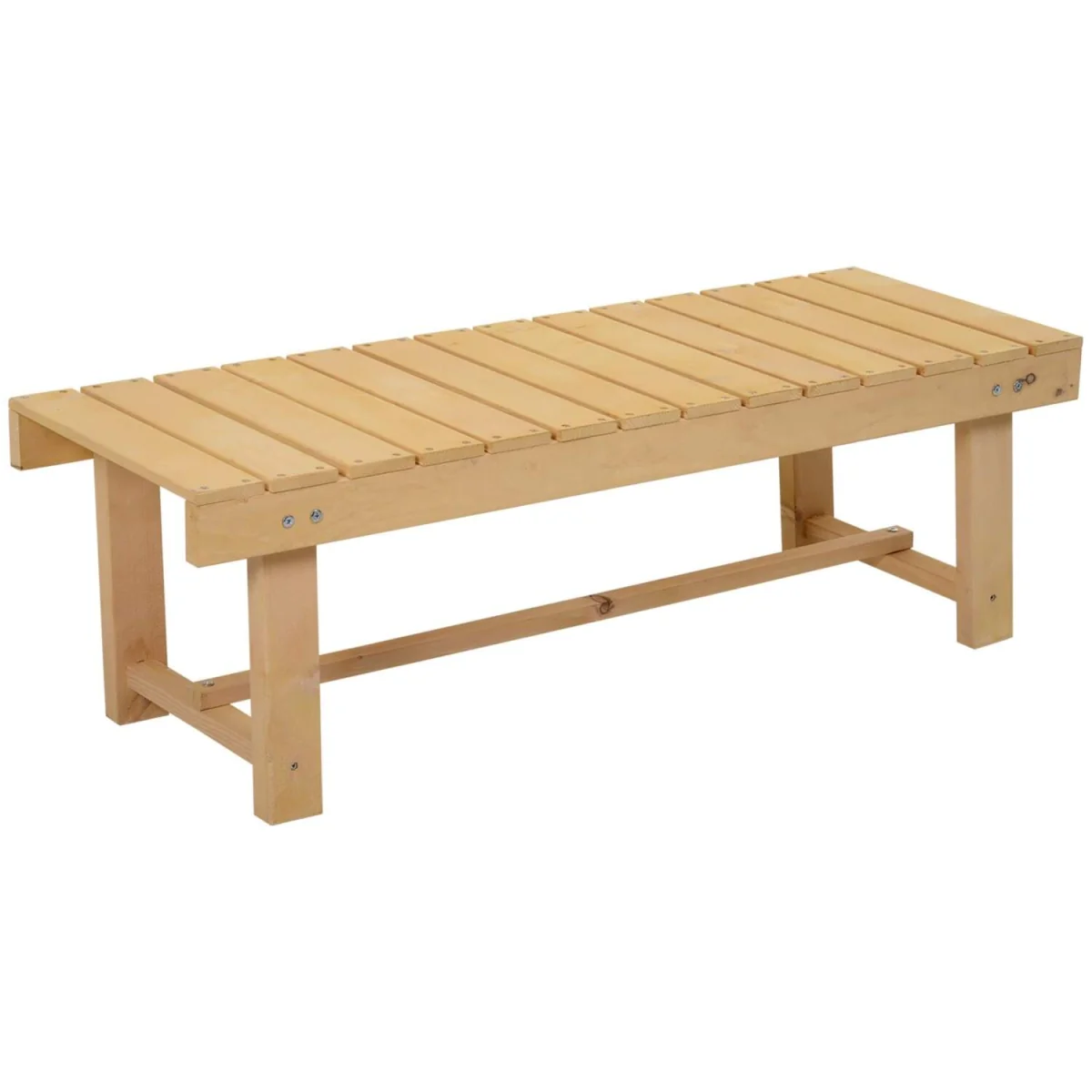 Liveba 110cm Fir Wood Backless 2-Seater Garden Bench Set of 5 with Slatted Seats – image 3