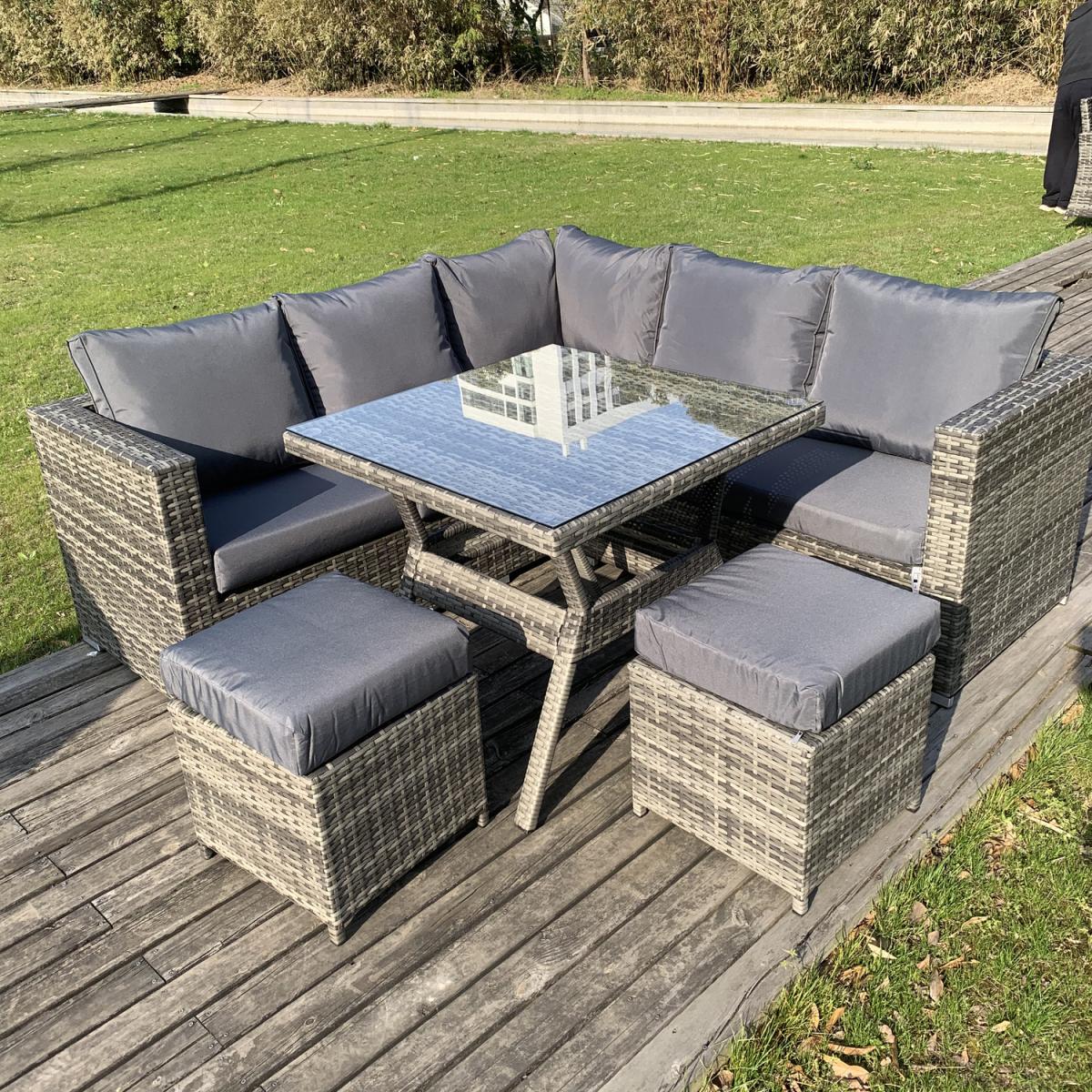 Vancouver 7 Seater Grey Rattan Dining Set - Grey – image 2