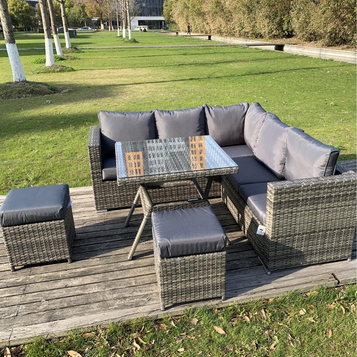 Vancouver 7 Seater Grey Rattan Dining Set - Grey – image 3