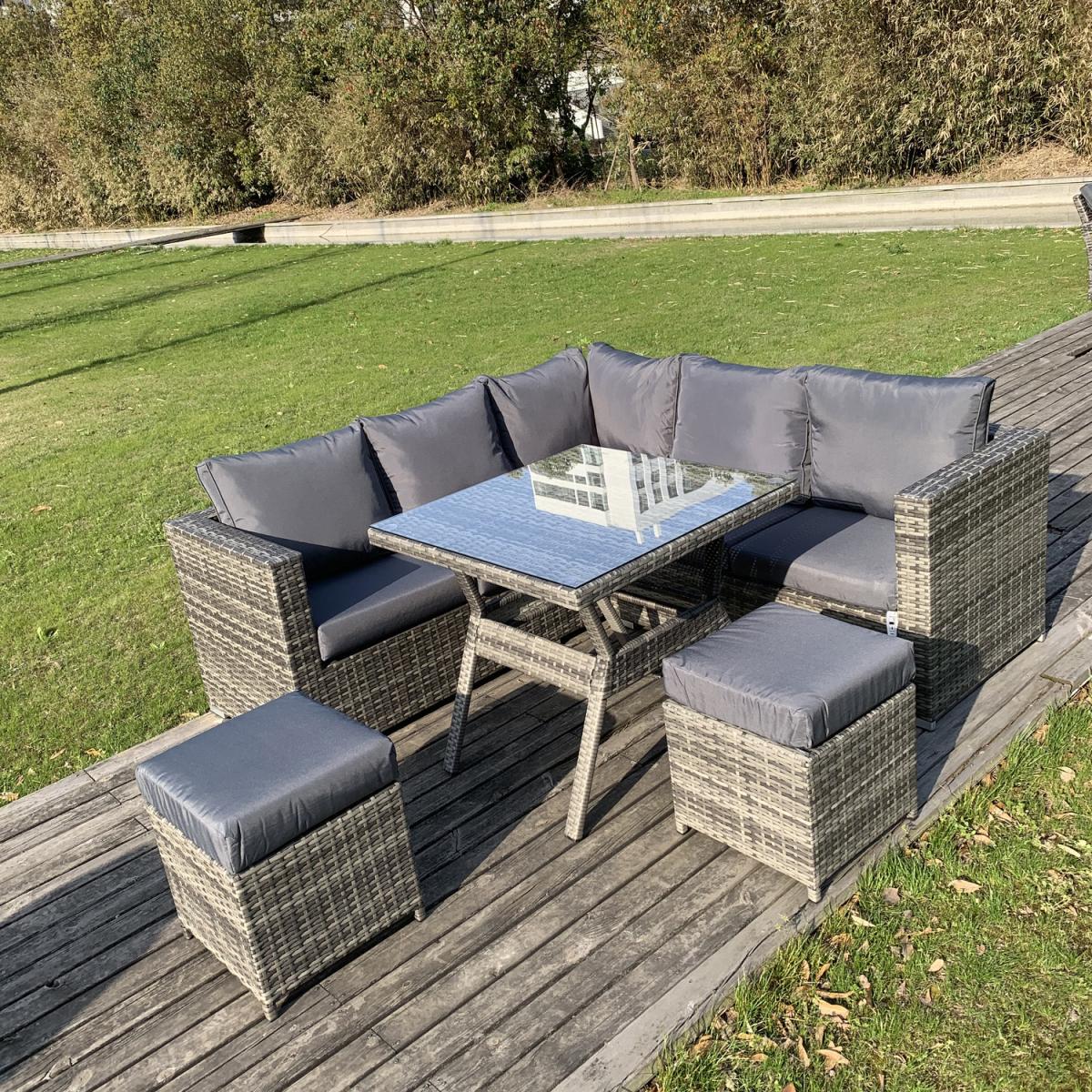 Vancouver 7 Seater Grey Rattan Dining Set - Grey – image 1